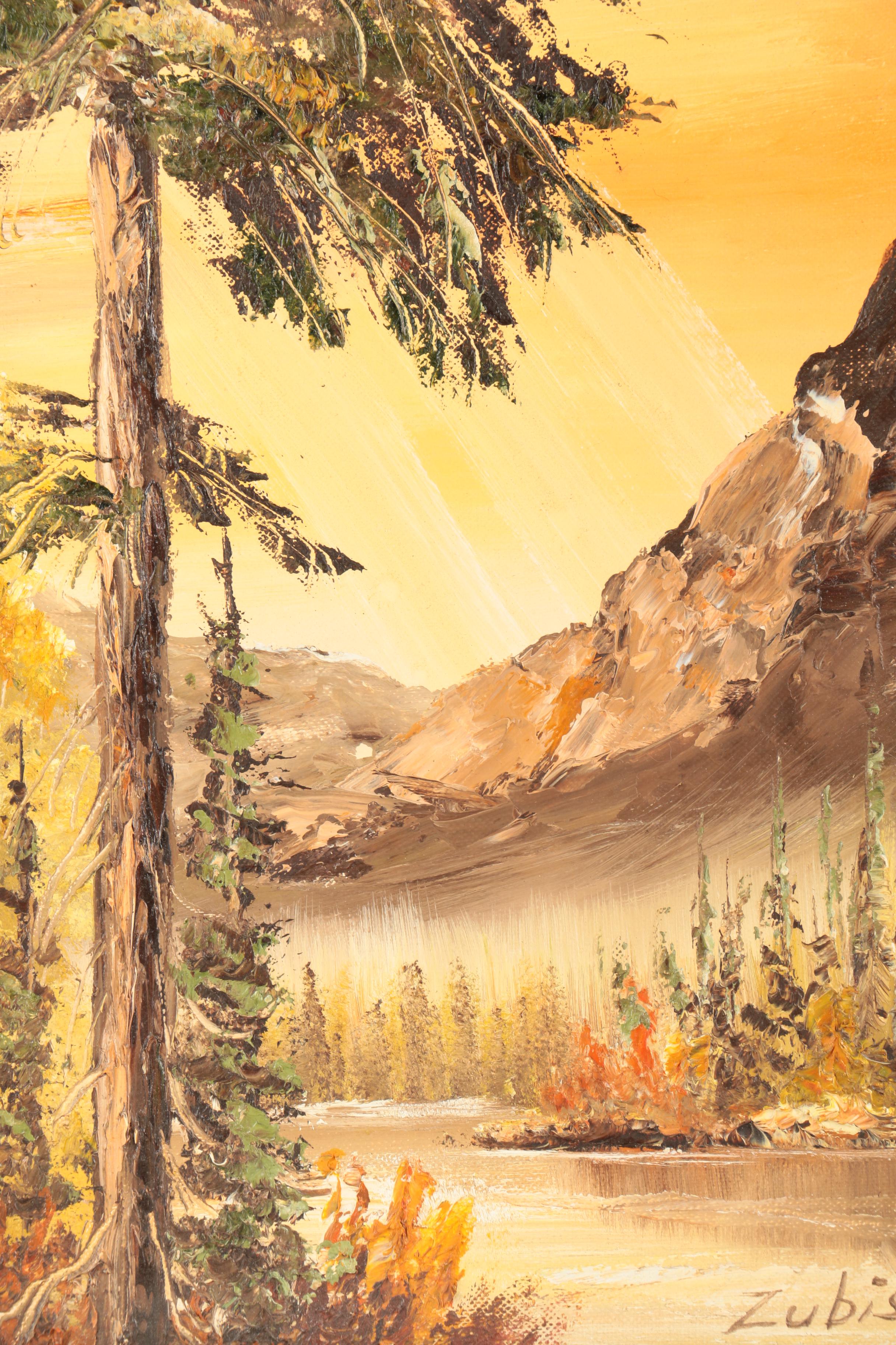 Zubiss Oil Painting of Mountain Landscape