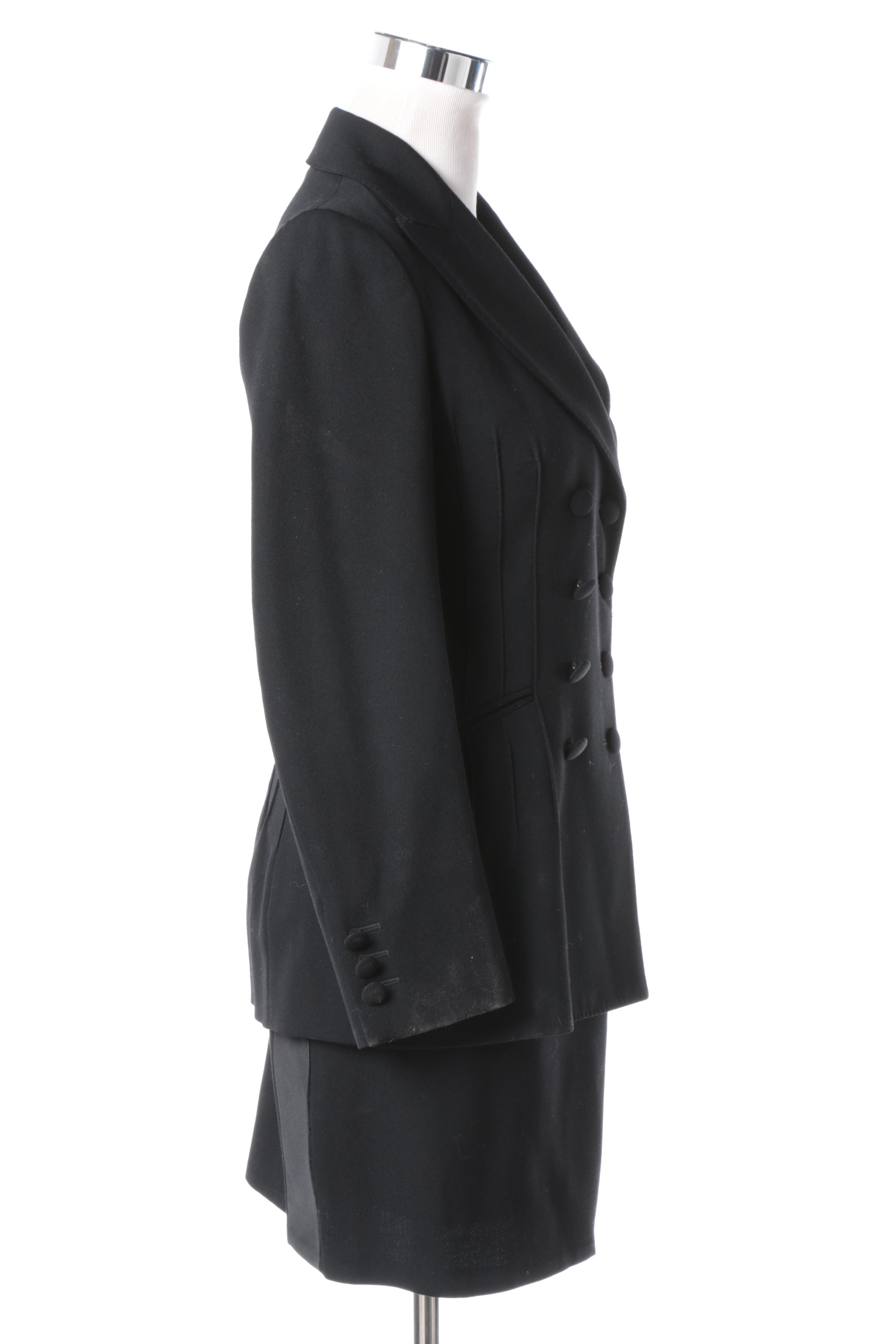 Women's Moschino Couture! Black Wool Skirt Suit