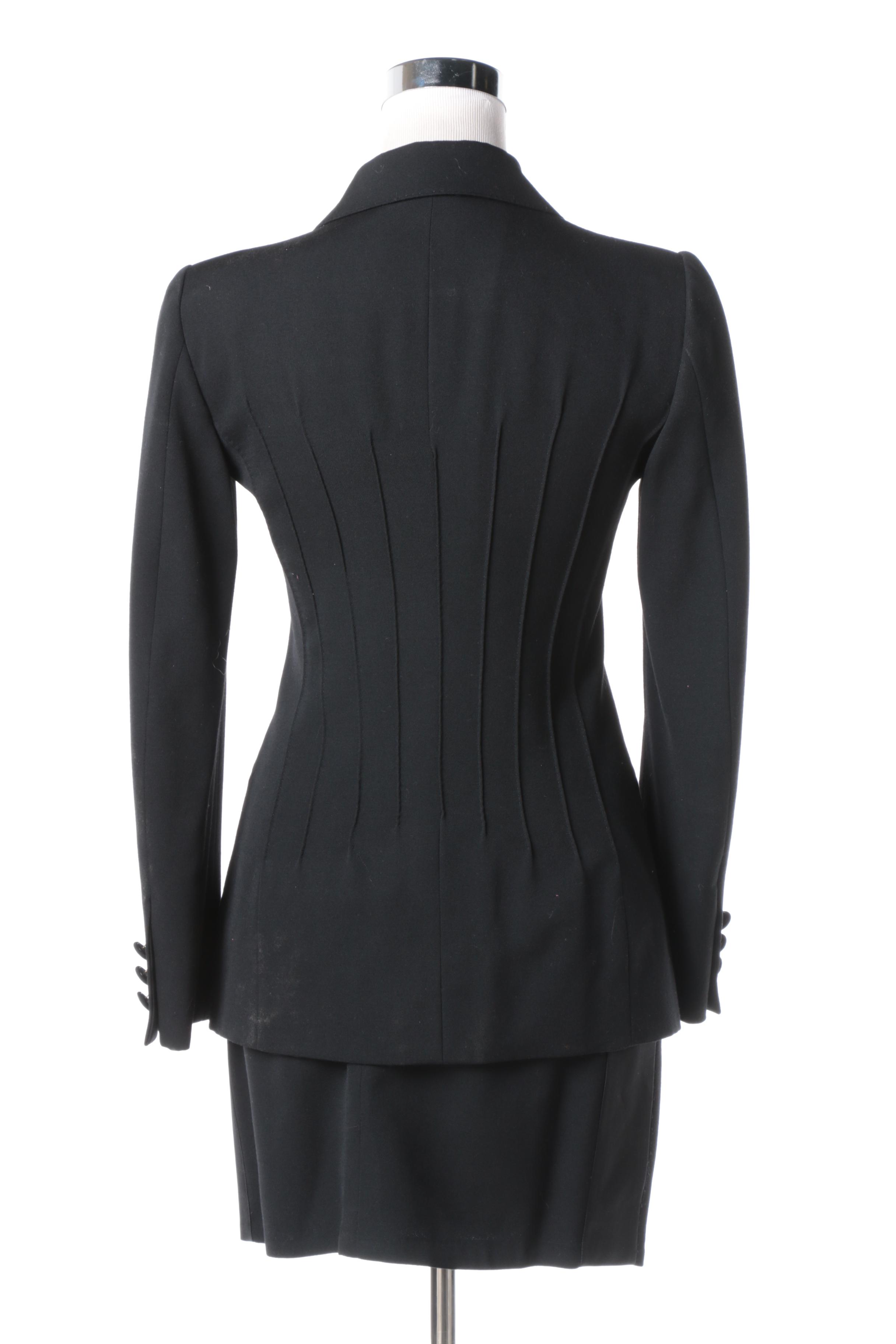 Women's Moschino Couture! Black Wool Skirt Suit