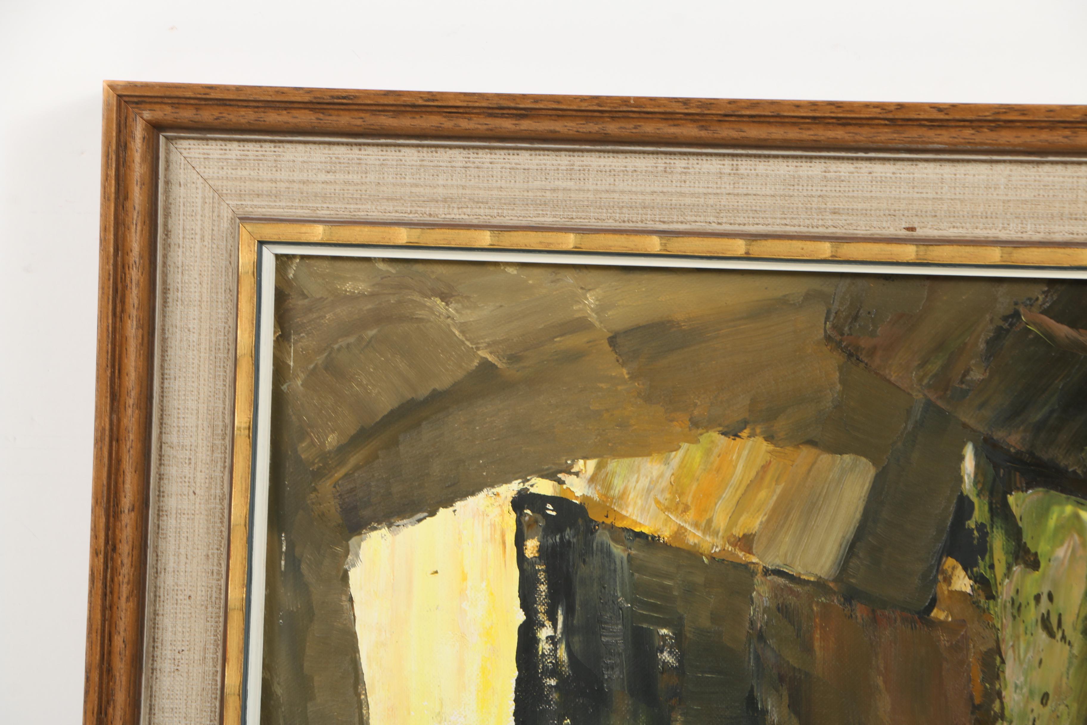 H. Warner Oil Painting on Canvas Board of Abstract Composition