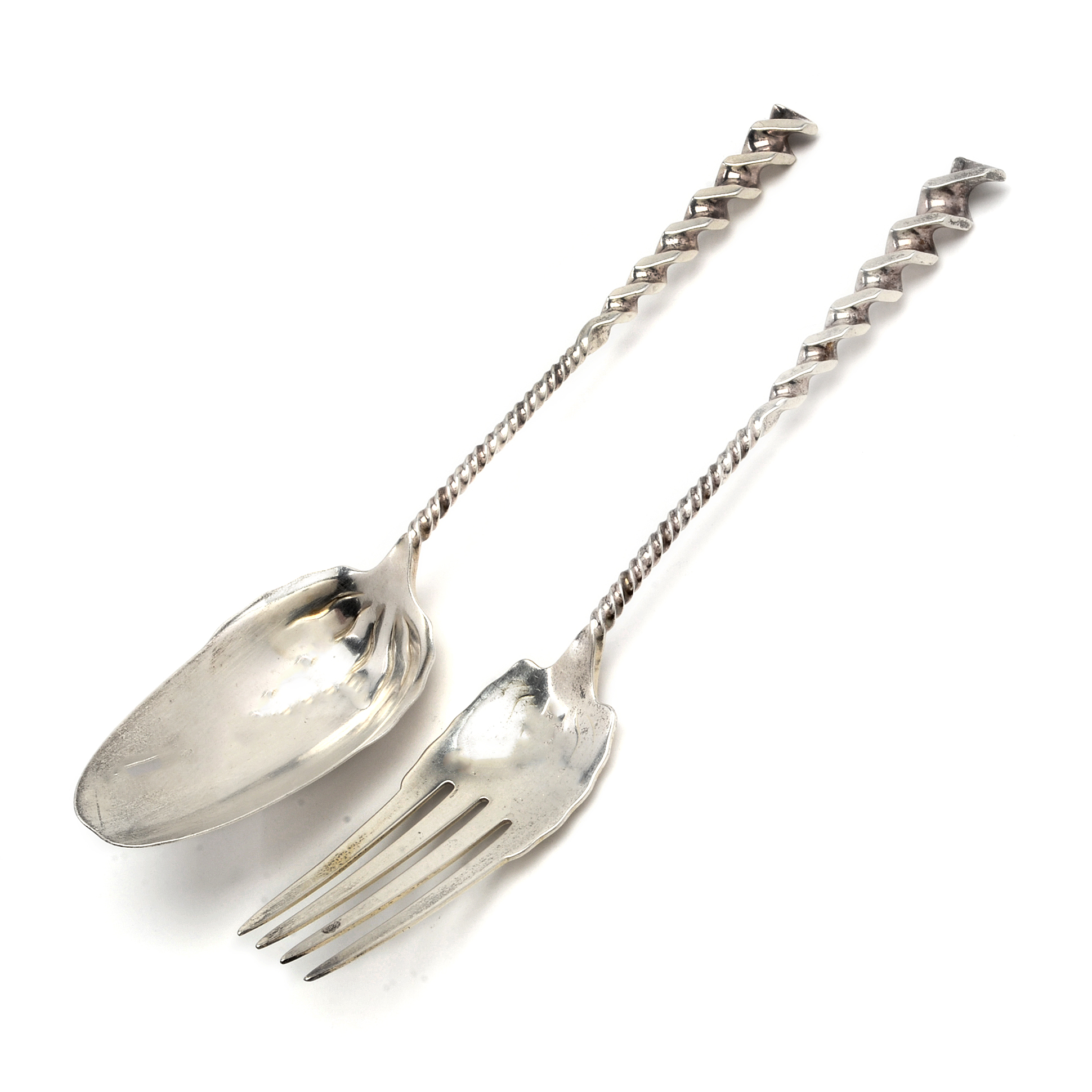 Vintage Whiting Sterling Silver "Square Twist" Pattern Salad Set