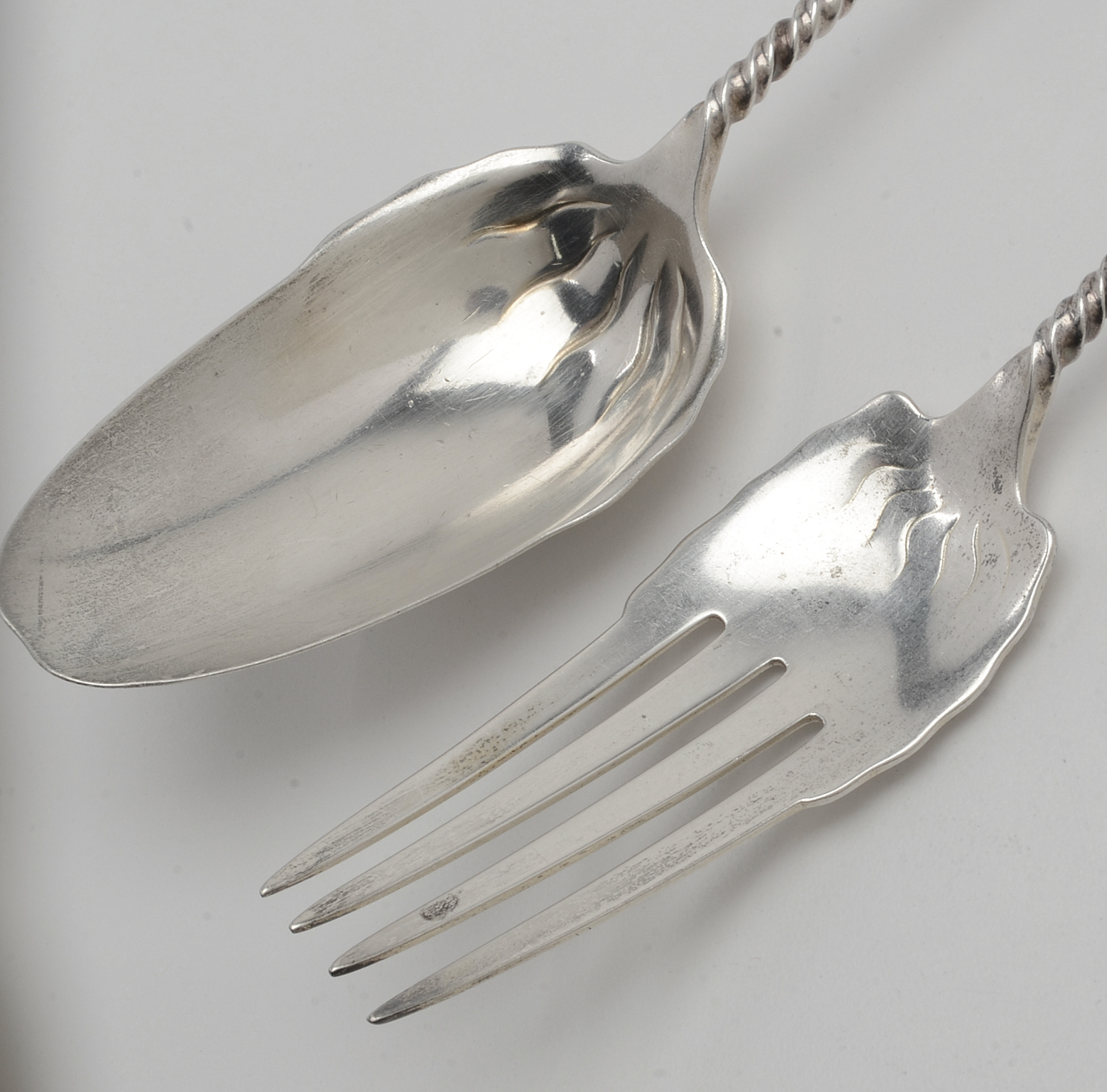 Vintage Whiting Sterling Silver "Square Twist" Pattern Salad Set