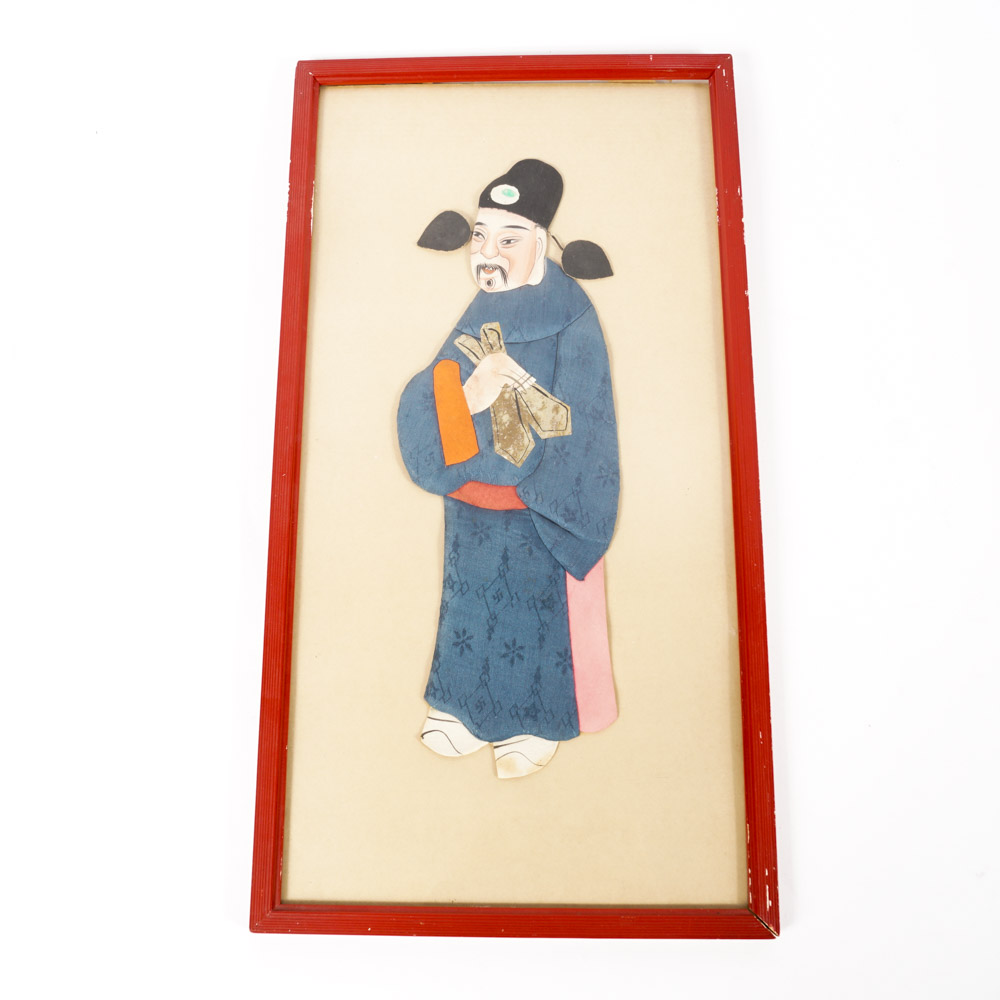 Vintage Asian Framed Folk Costume Panels