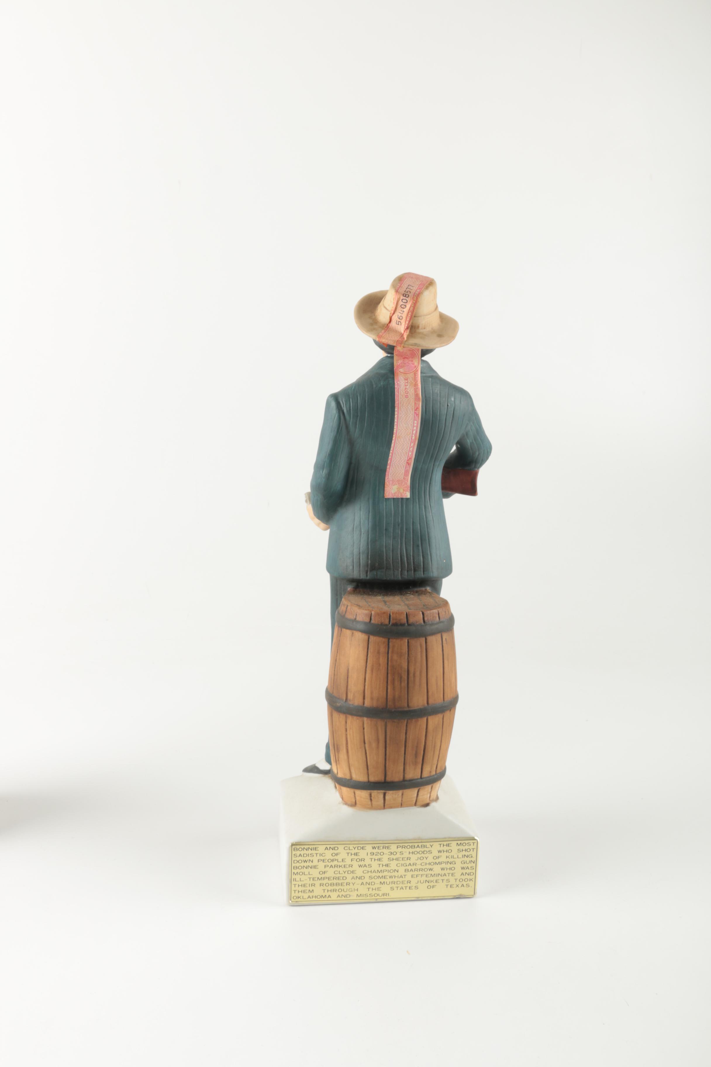 Ski-Country Bonnie and Clyde Series Bourbon Bottles an Figurines