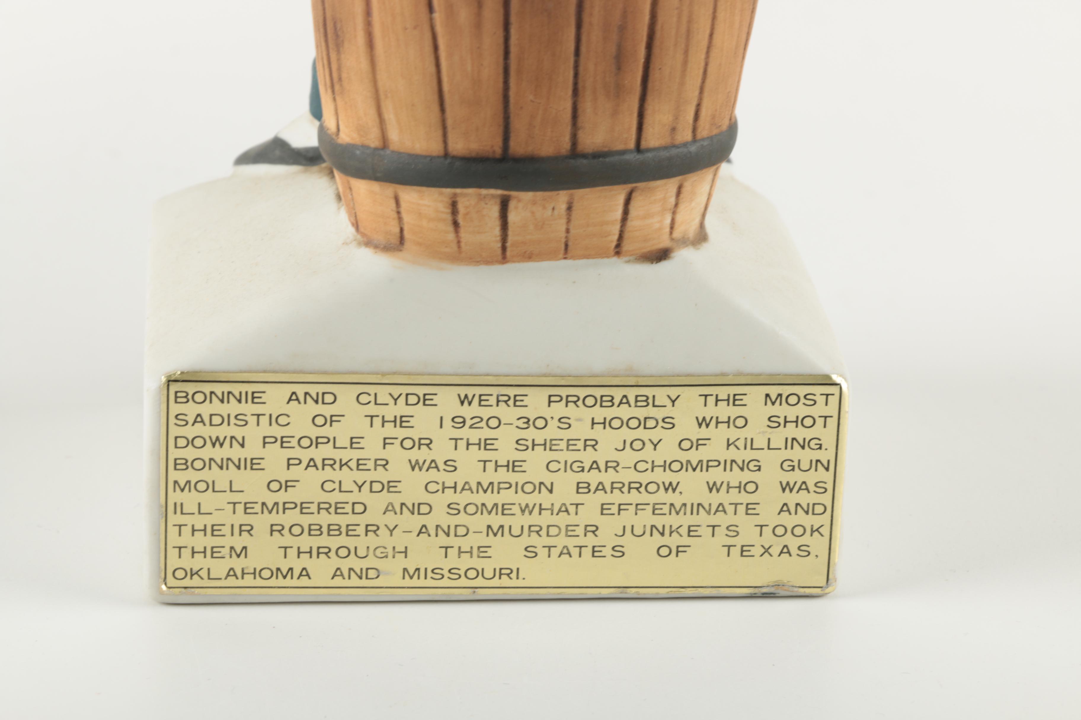 Ski-Country Bonnie and Clyde Series Bourbon Bottles an Figurines