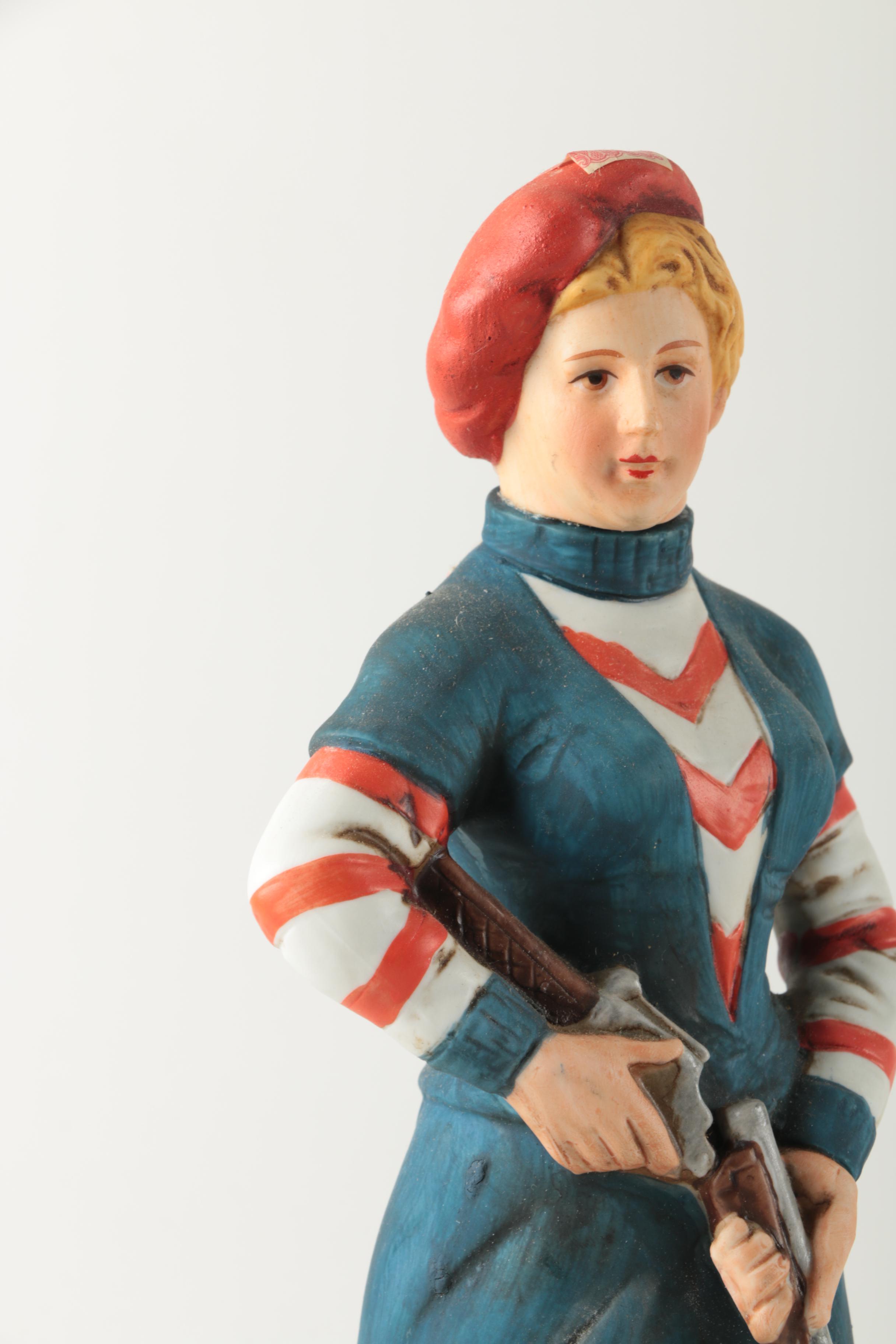 Ski-Country Bonnie and Clyde Series Bourbon Bottles an Figurines