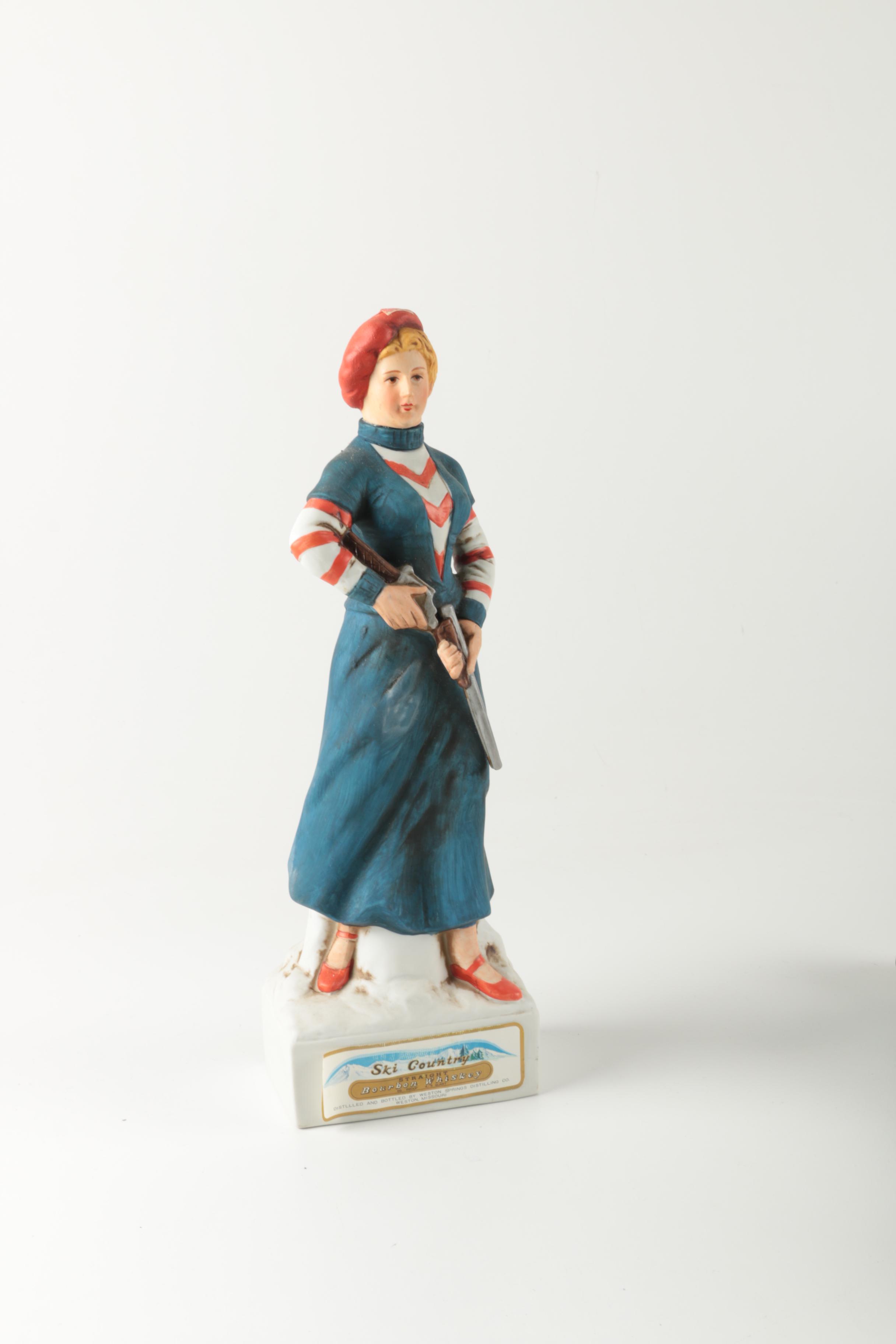 Ski-Country Bonnie and Clyde Series Bourbon Bottles an Figurines