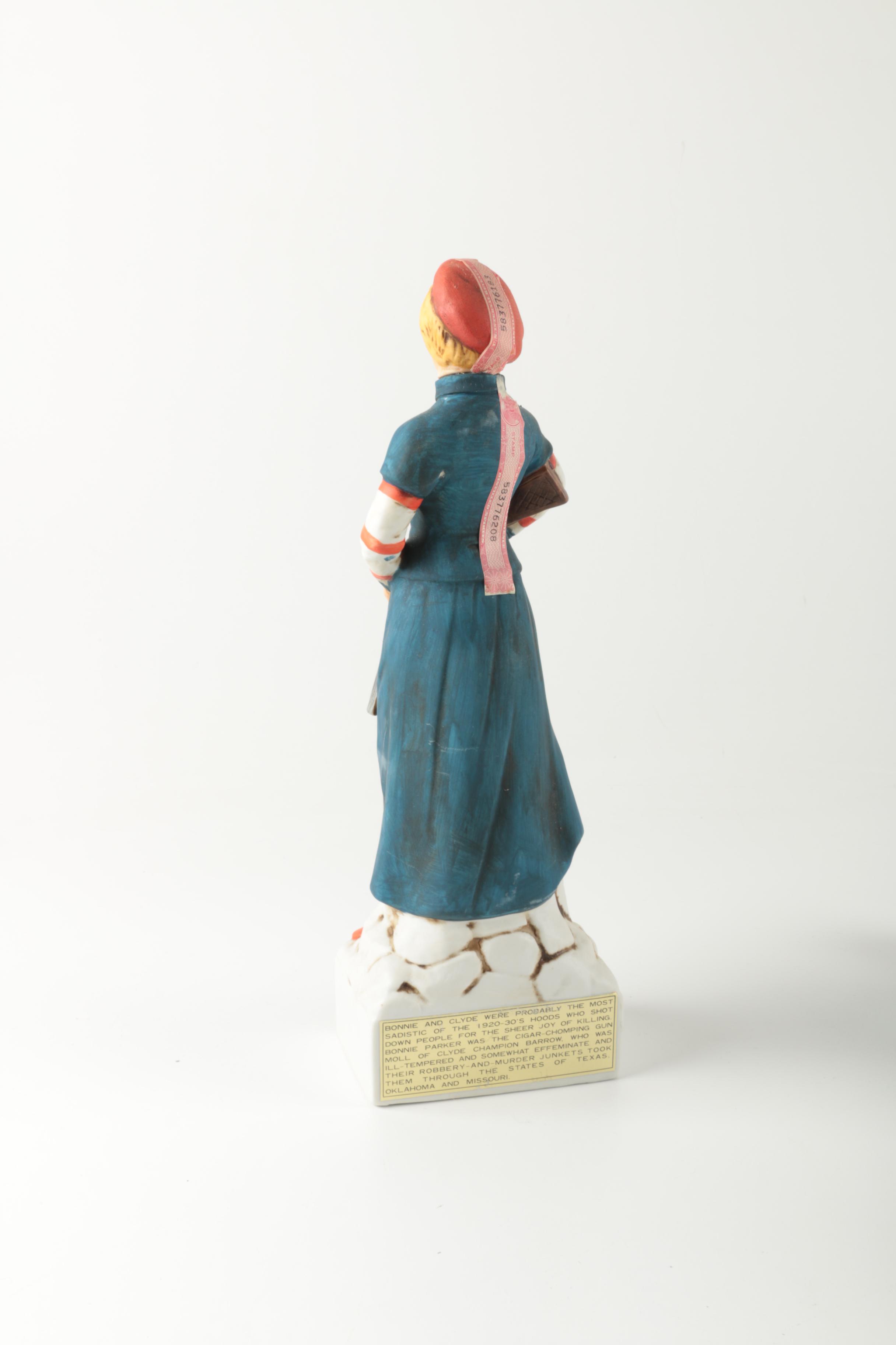 Ski-Country Bonnie and Clyde Series Bourbon Bottles an Figurines