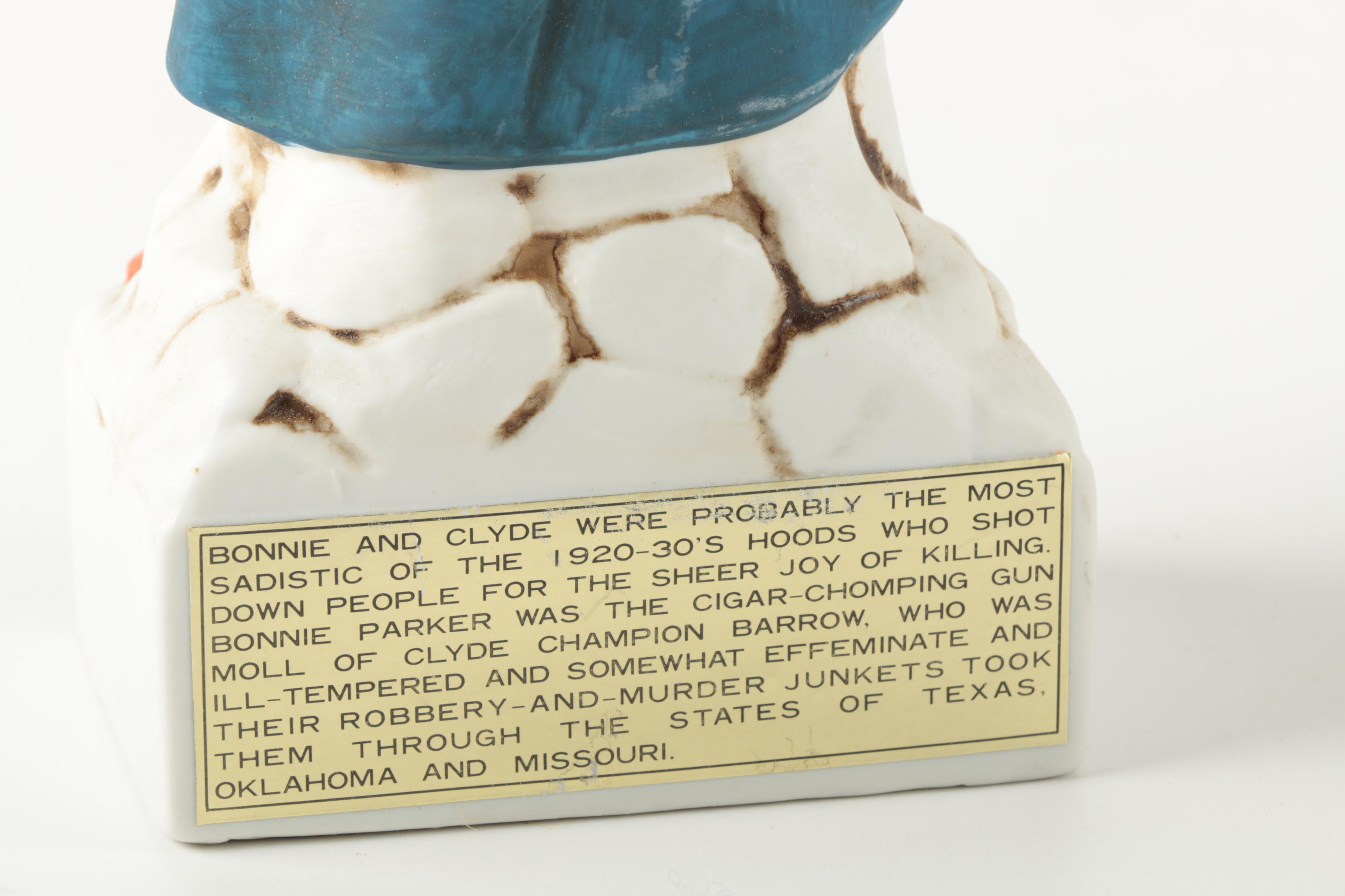 Ski-Country Bonnie and Clyde Series Bourbon Bottles an Figurines