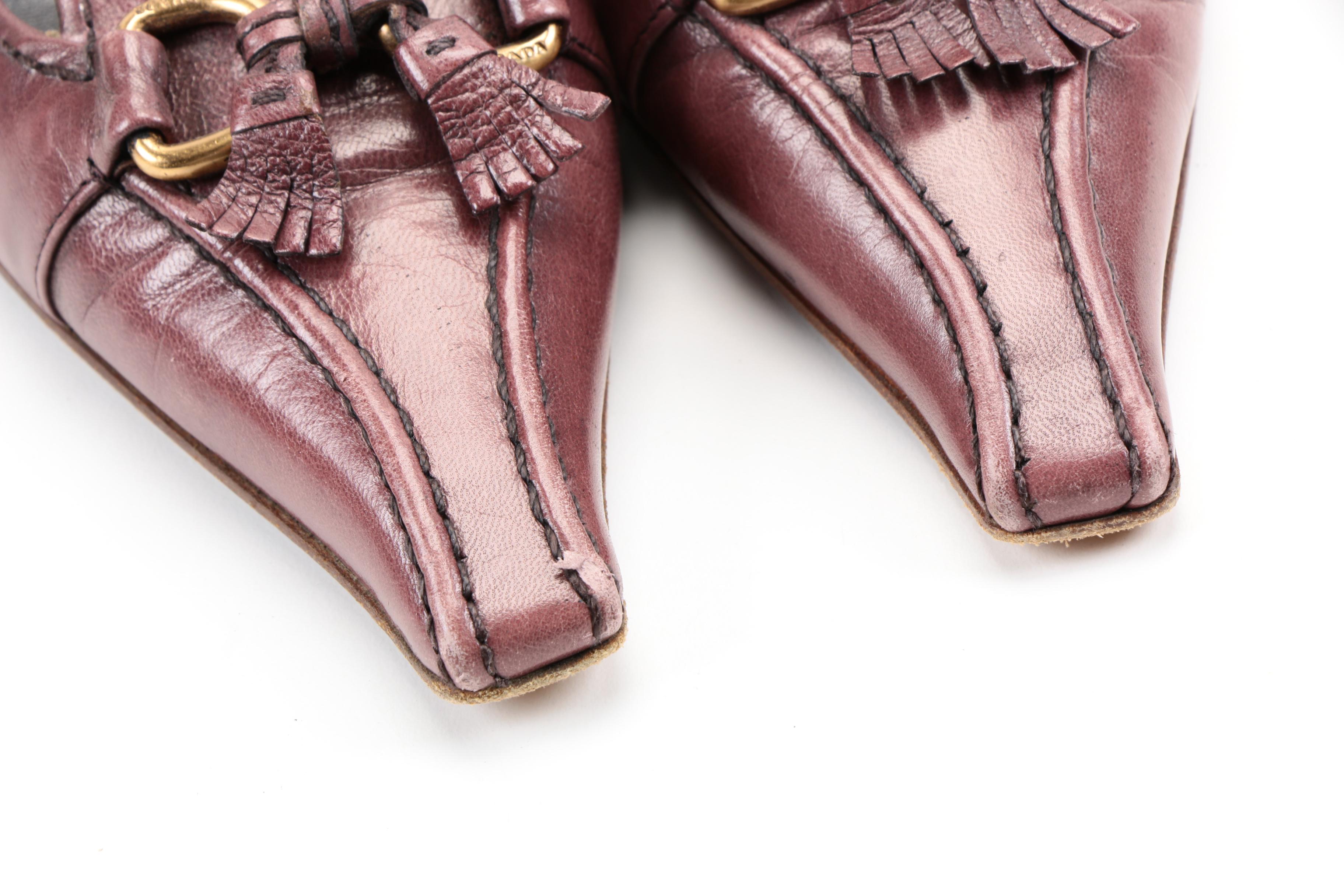 Prada Plum Leather Slingbacks