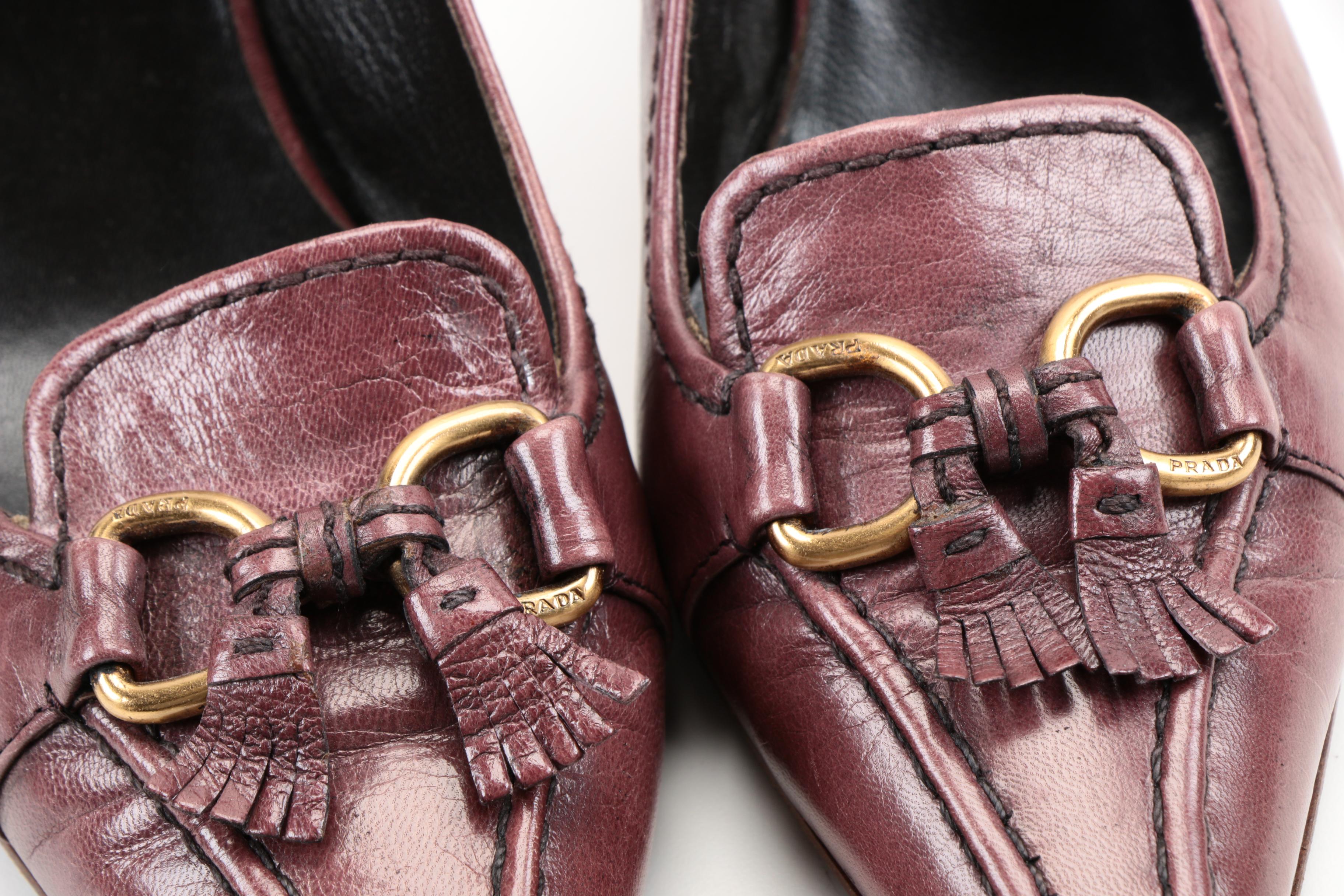 Prada Plum Leather Slingbacks
