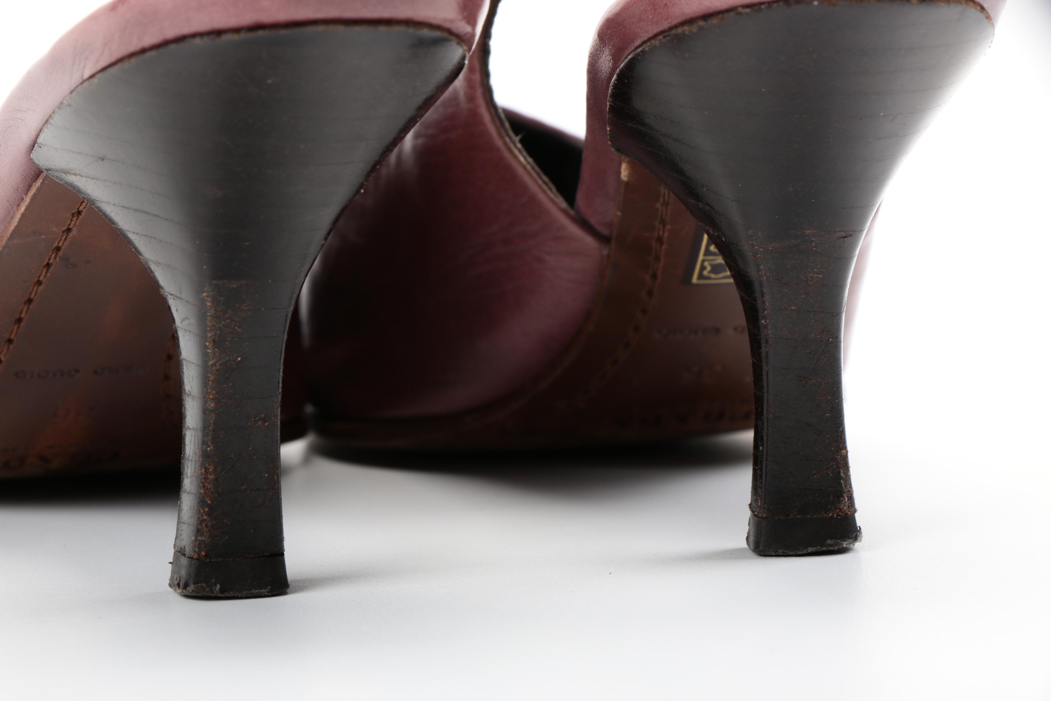 Prada Plum Leather Slingbacks