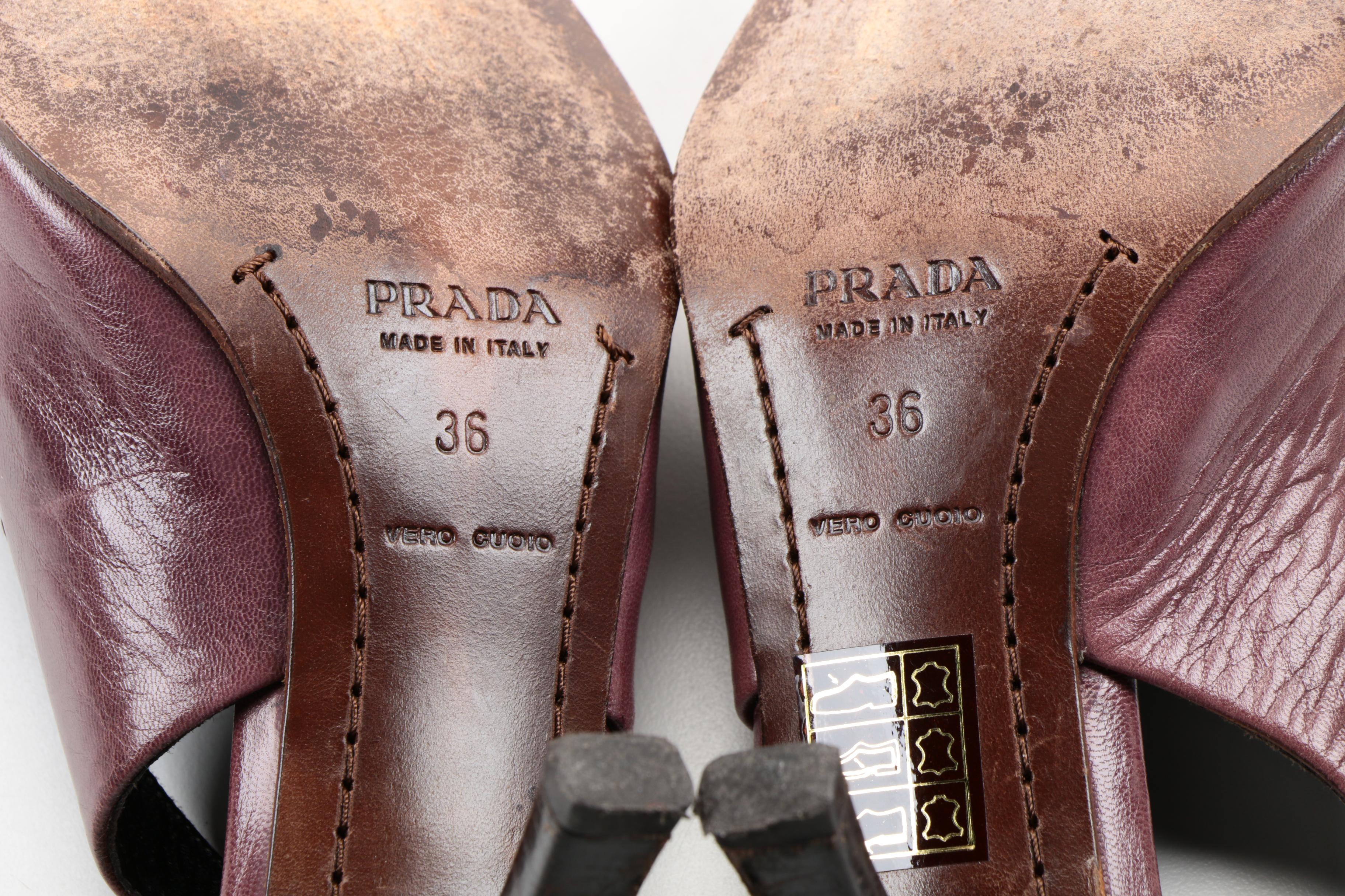 Prada Plum Leather Slingbacks