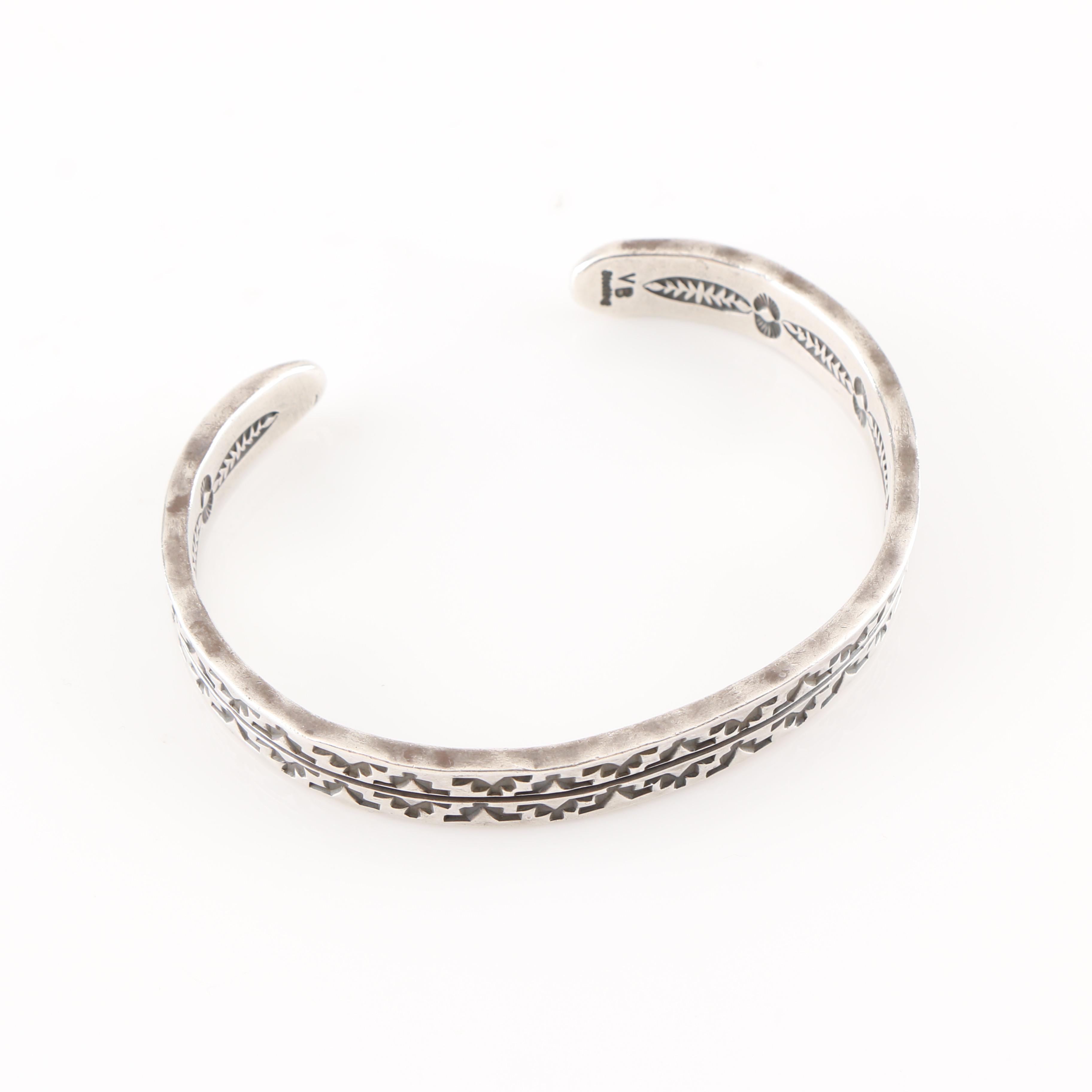 Virgil Begay Navajo Diné Signed Sterling Silver Cuff Bracelet