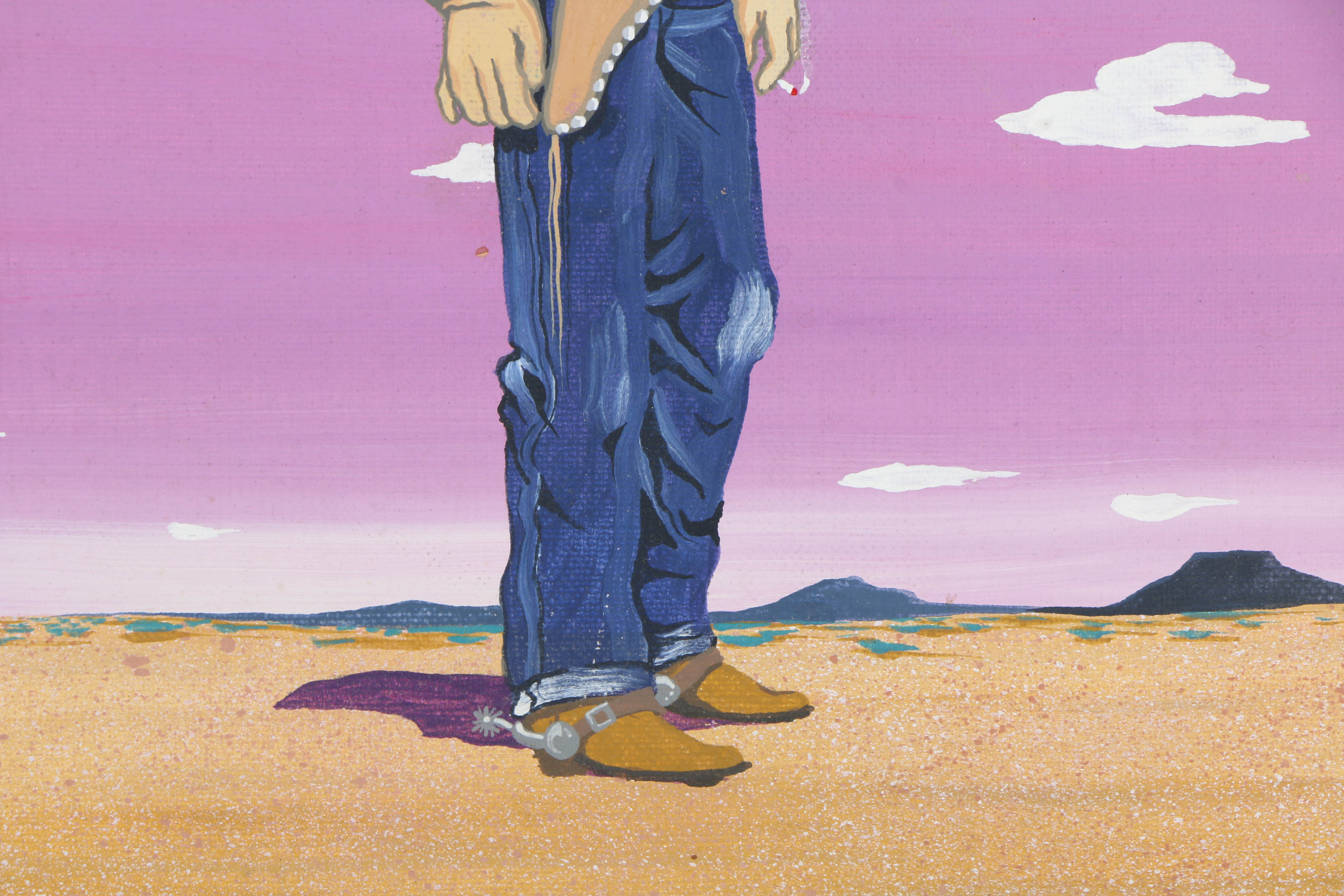 Robert McMurtry Oil on Canvas Painting of a Coyote Cowboy