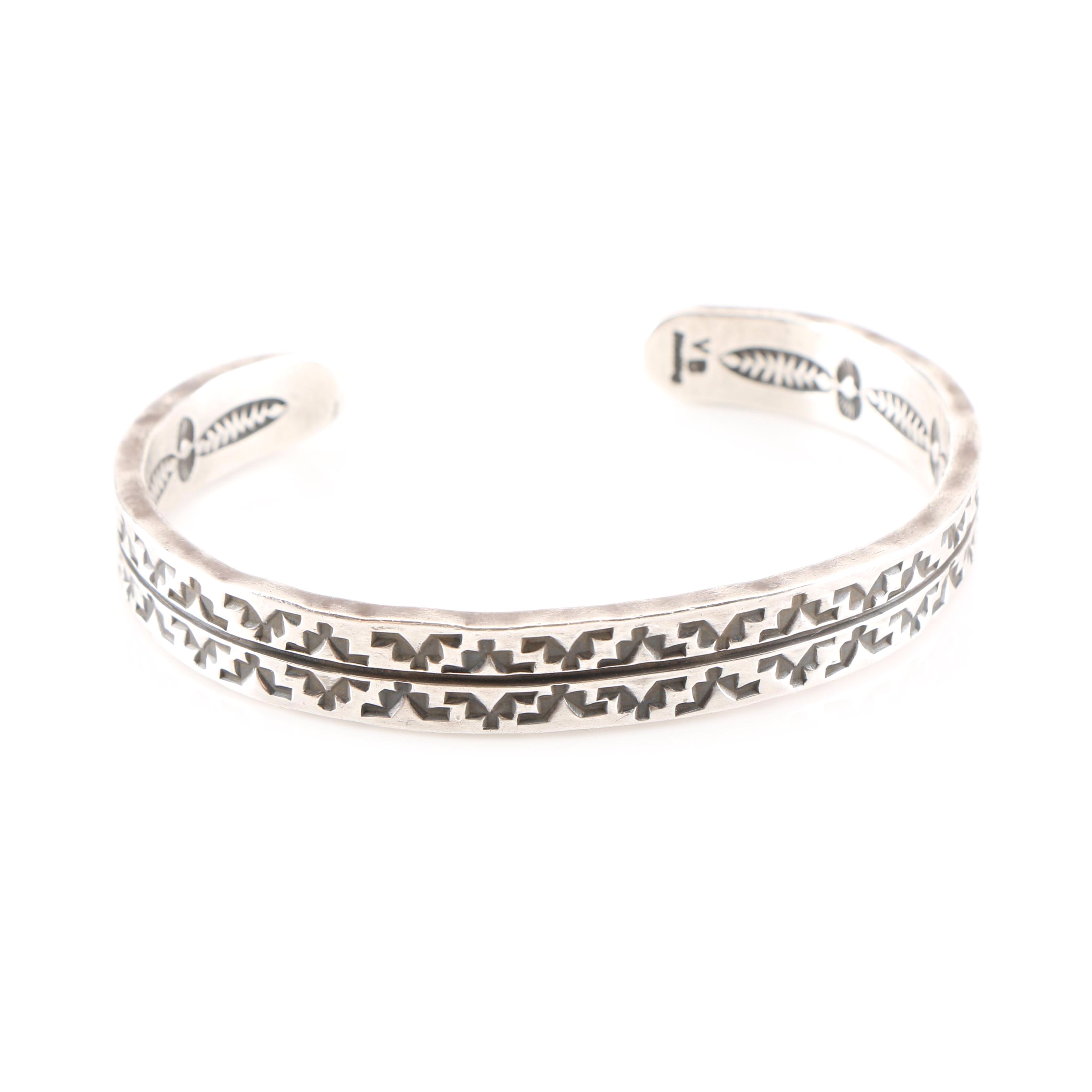 Virgil Begay Navajo Diné Signed Sterling Silver Cuff Bracelet