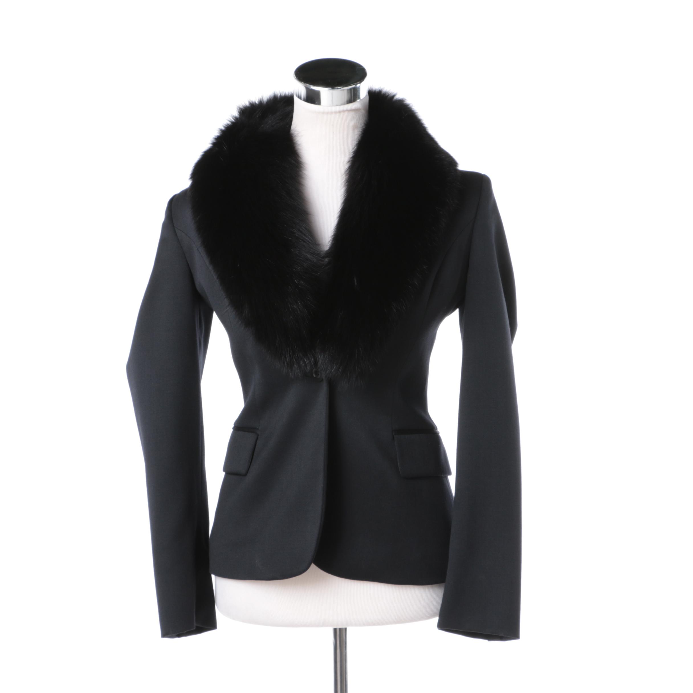 Versus Wool Blazer with Fox Fur Collar