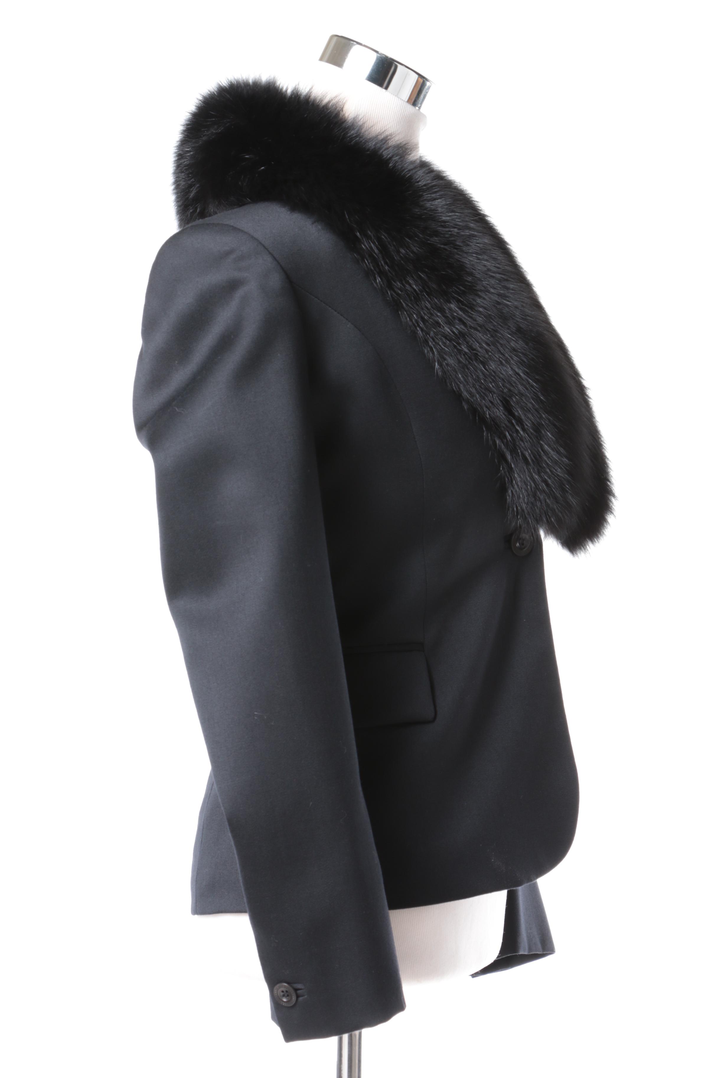 Versus Wool Blazer with Fox Fur Collar