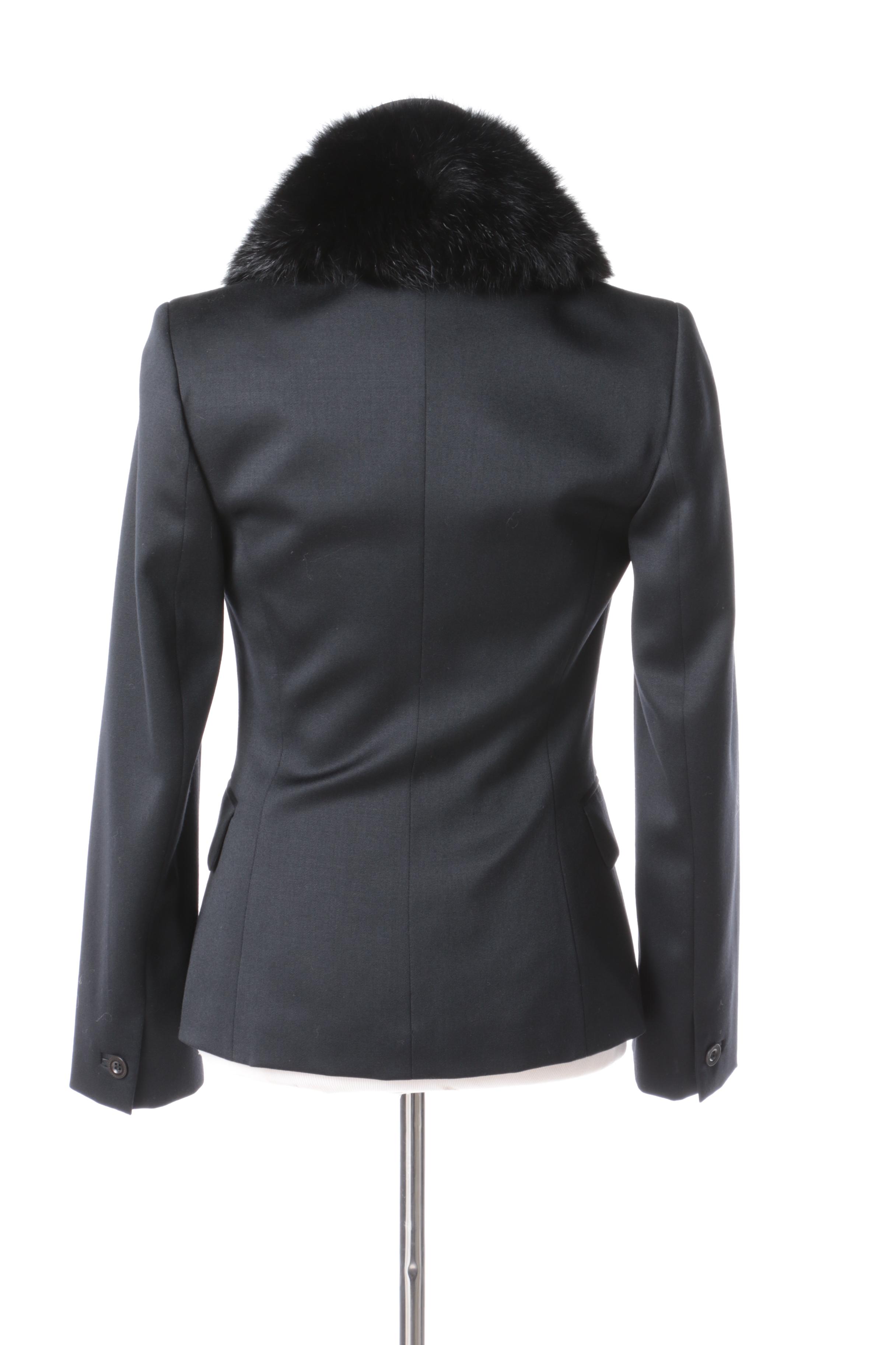 Versus Wool Blazer with Fox Fur Collar