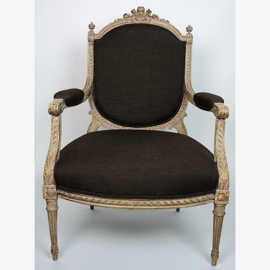 Antique Louis XV Fauteuil Upholstered Armchair