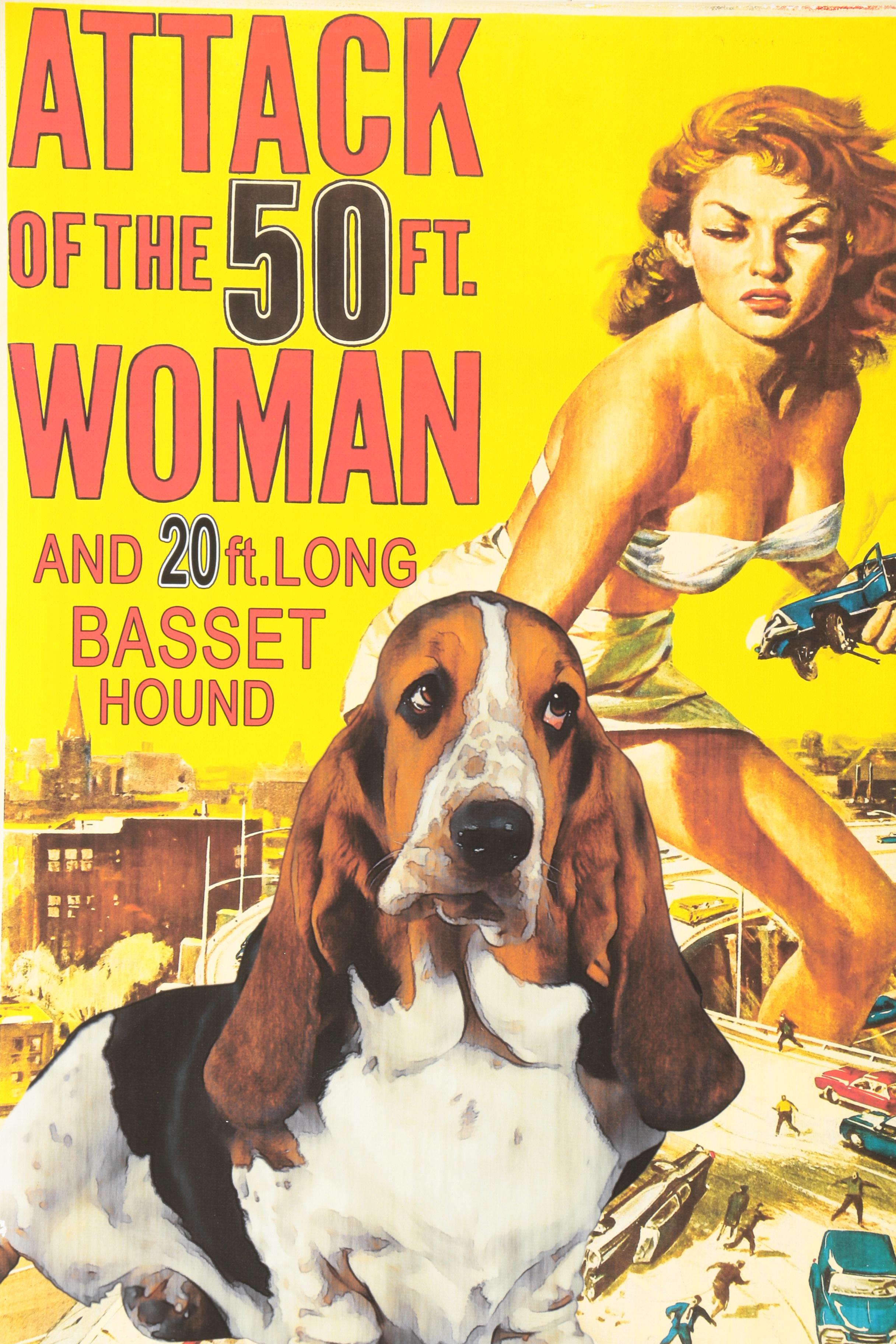 Reproduction Print "Attack of the 50 Ft. Woman and 20 ft. Long Basset Hound"