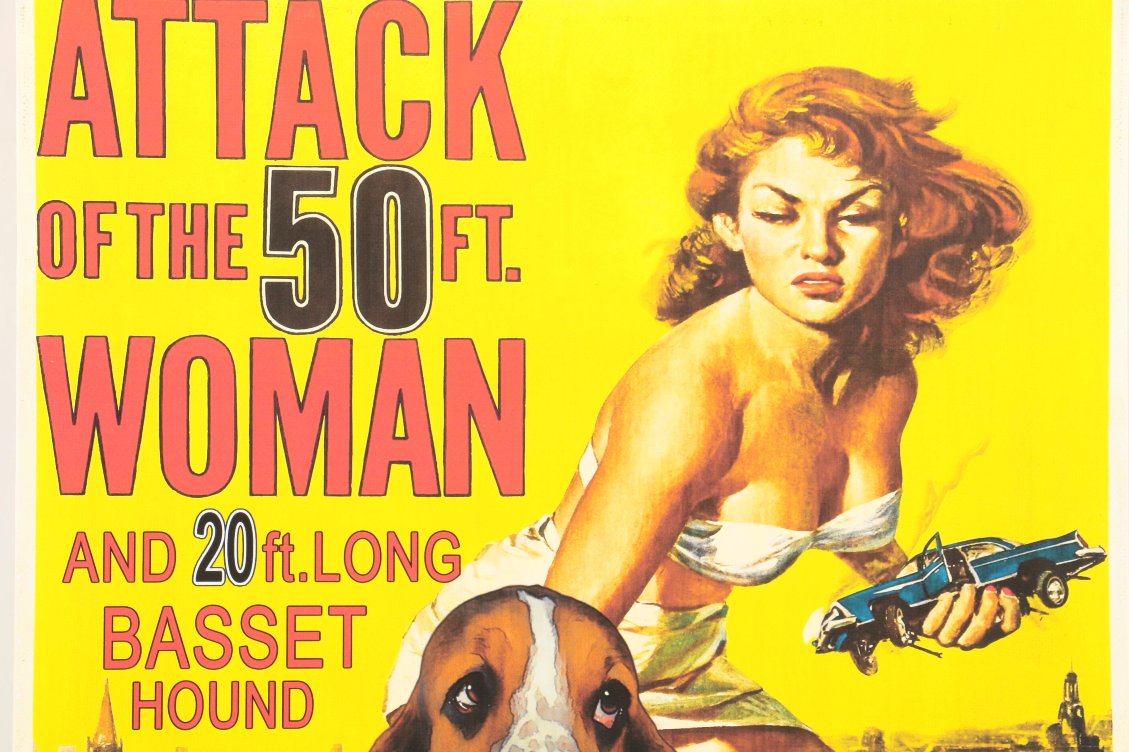 Reproduction Print "Attack of the 50 Ft. Woman and 20 ft. Long Basset Hound"