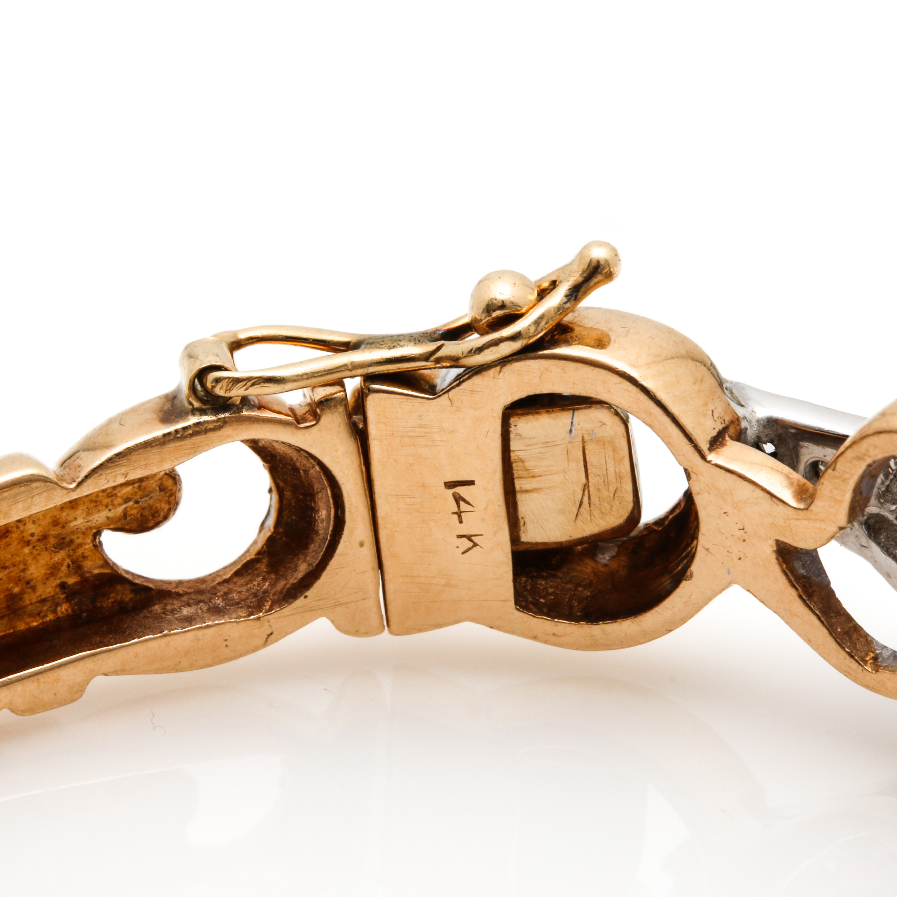 14K Bi-Color Hinged 3.50 CTW Amethyst and Diamond Bracelet