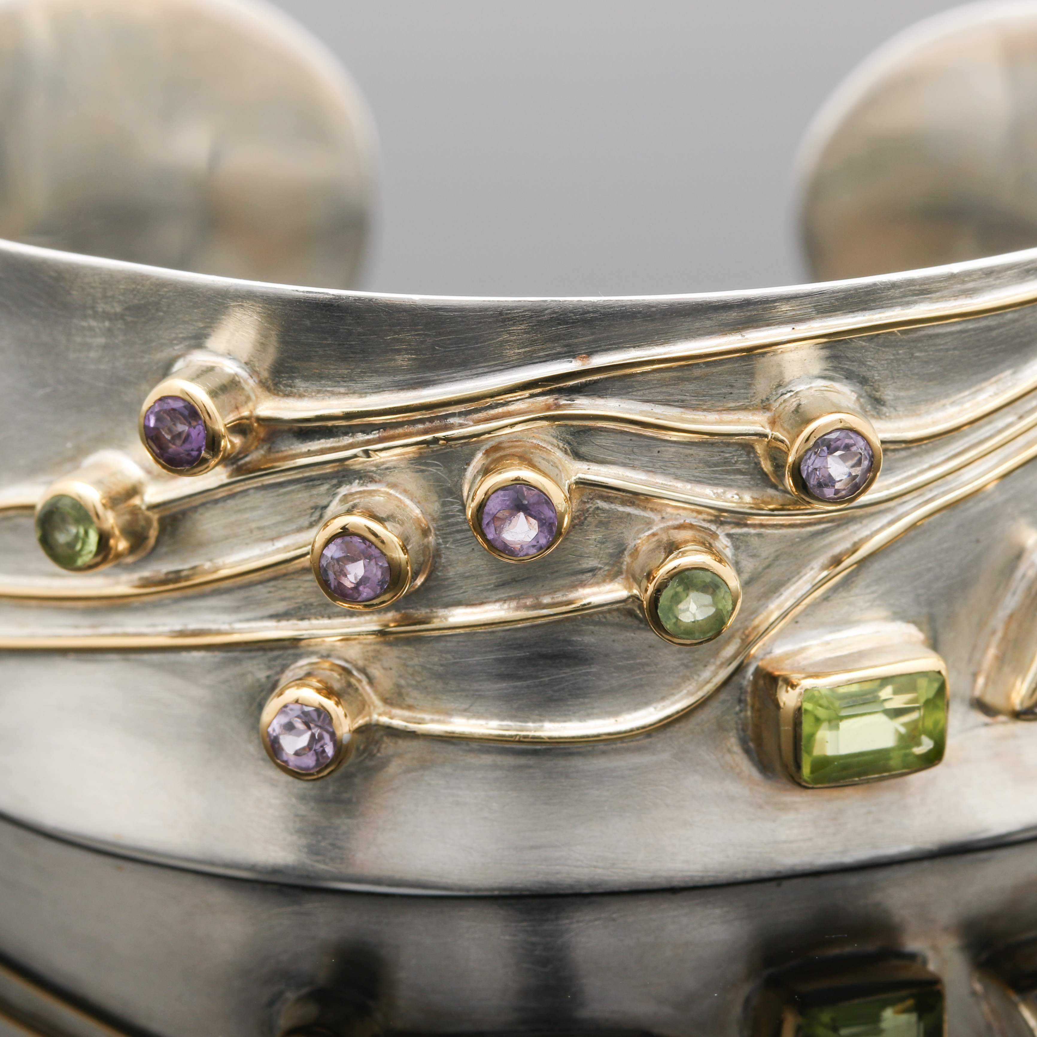 Sterling Silver Contemporary Gemstone Cuff Bracelet