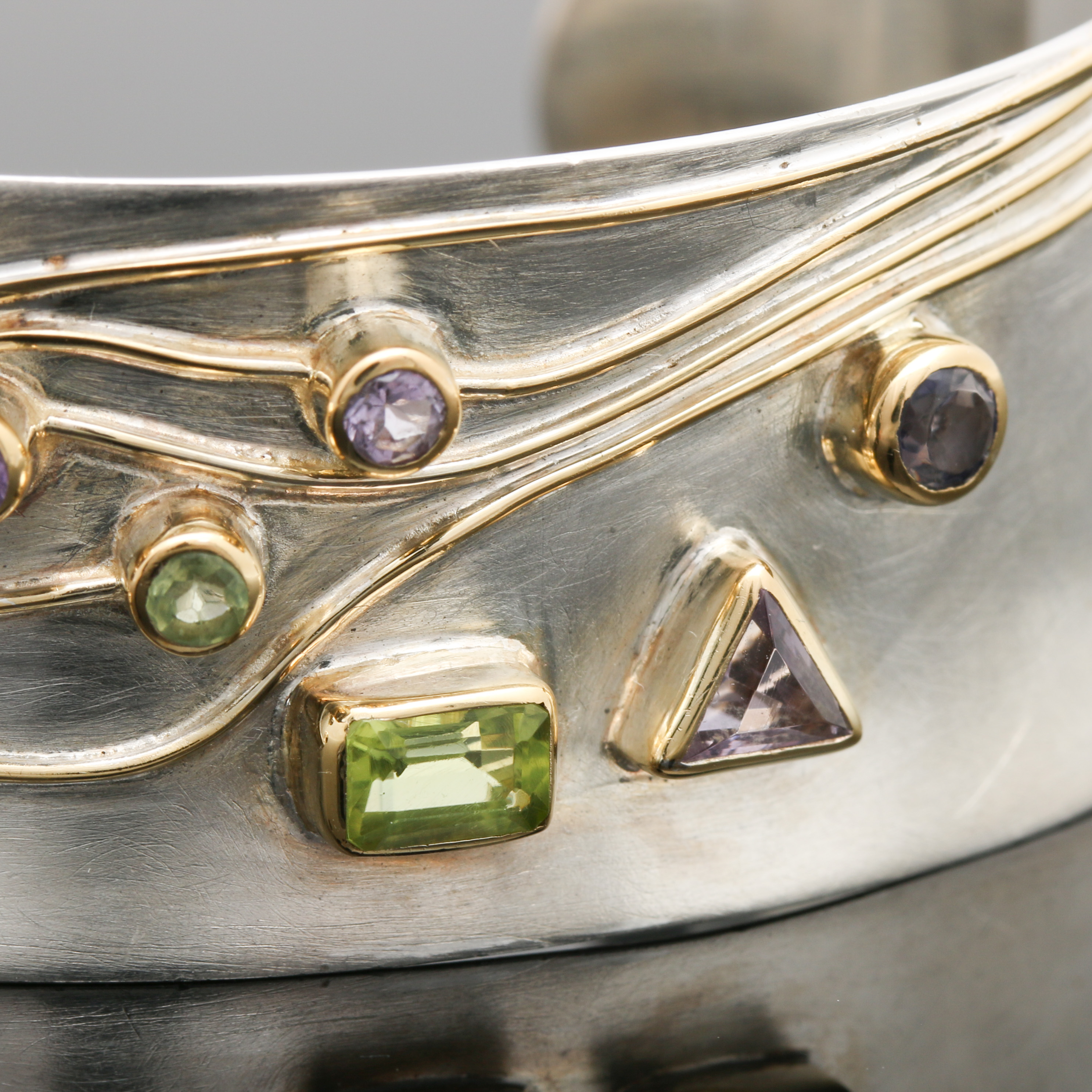 Sterling Silver Contemporary Gemstone Cuff Bracelet