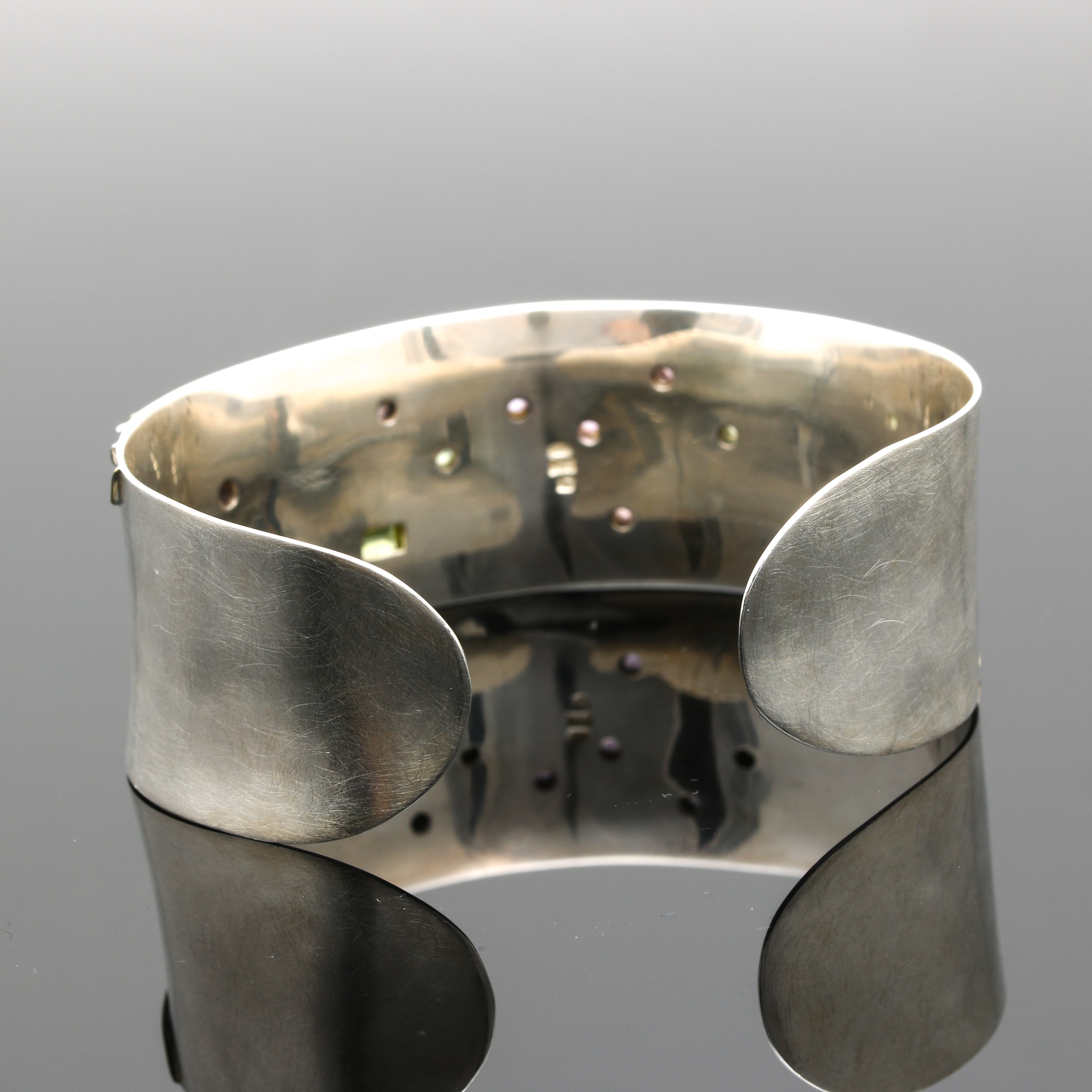 Sterling Silver Contemporary Gemstone Cuff Bracelet