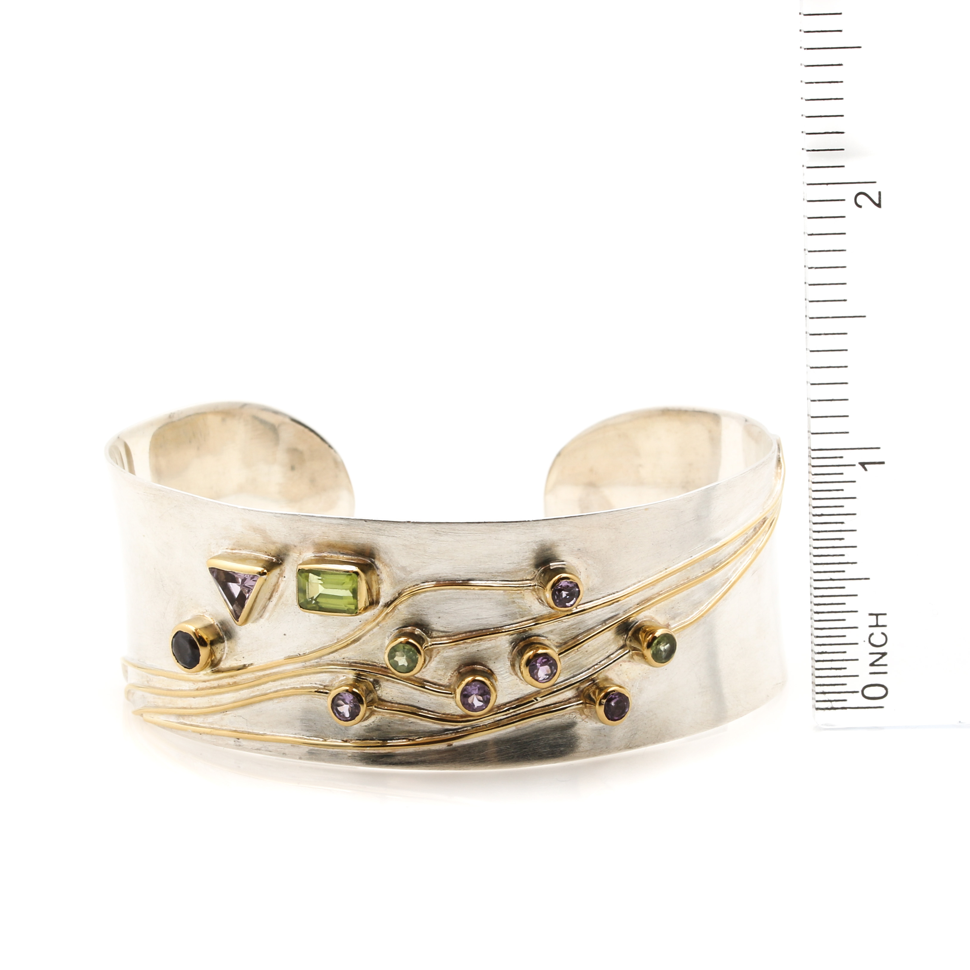 Sterling Silver Contemporary Gemstone Cuff Bracelet