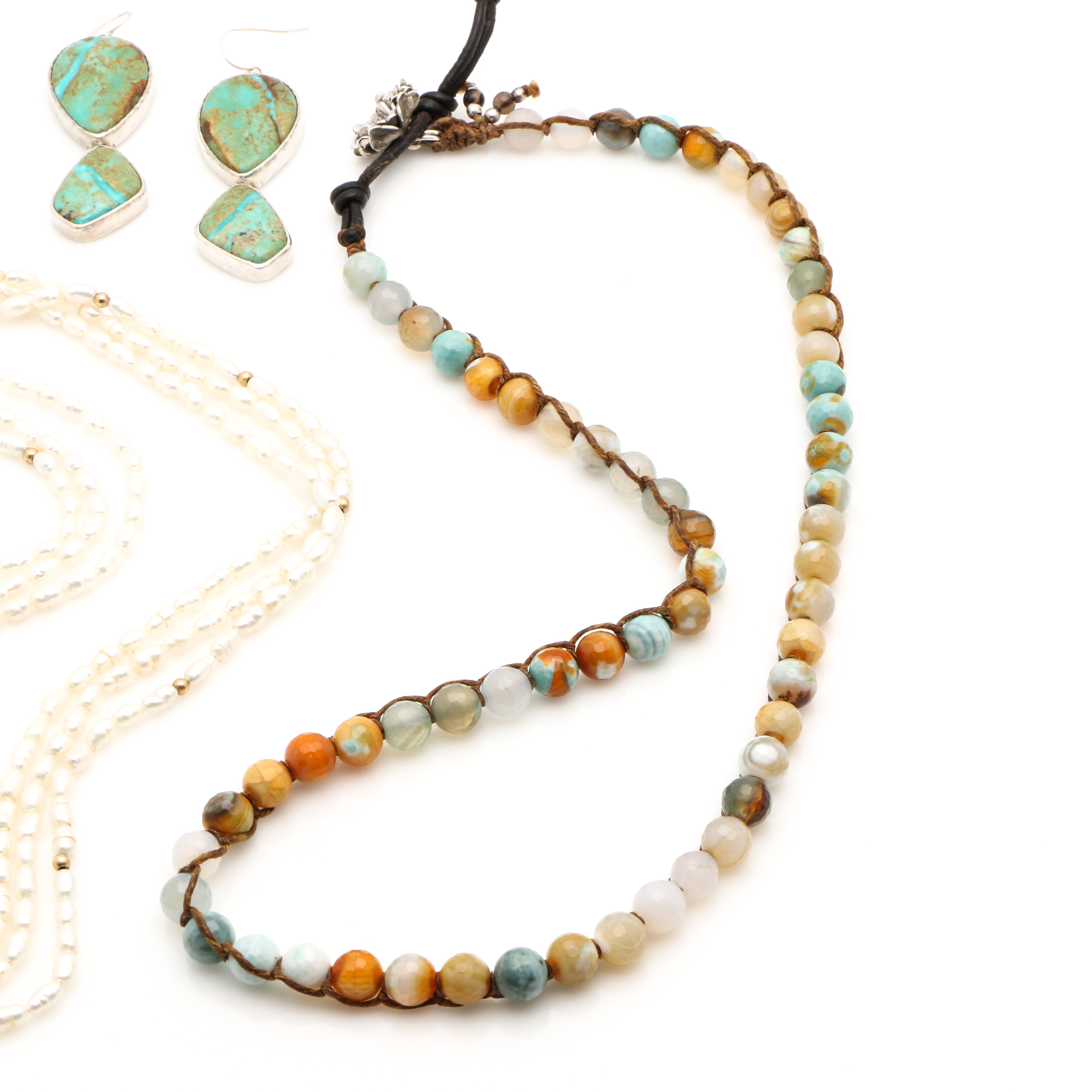 Gemstone Necklaces and Earrings with 14K Yellow Gold and Sterling Silver