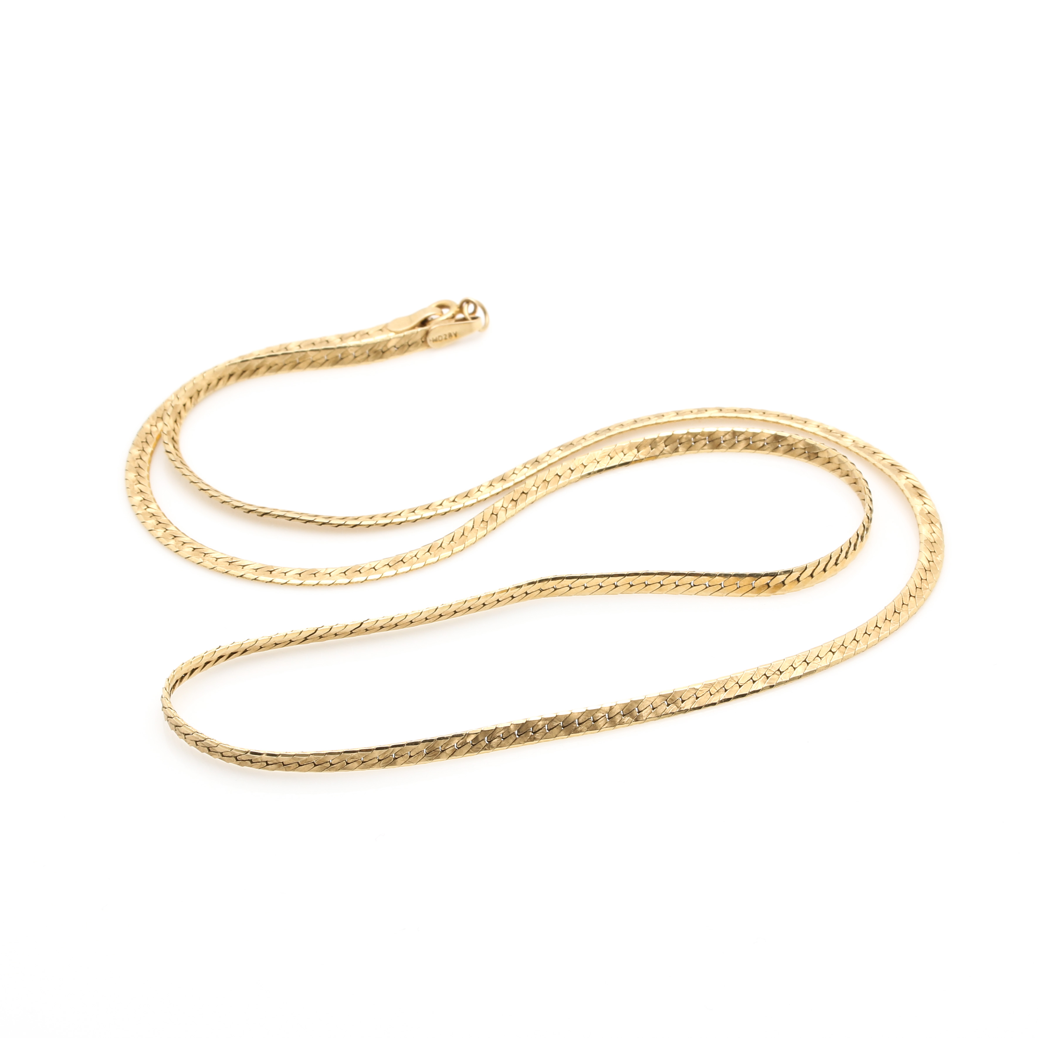 14K Yellow Gold Reversible Herringbone Chain Necklace