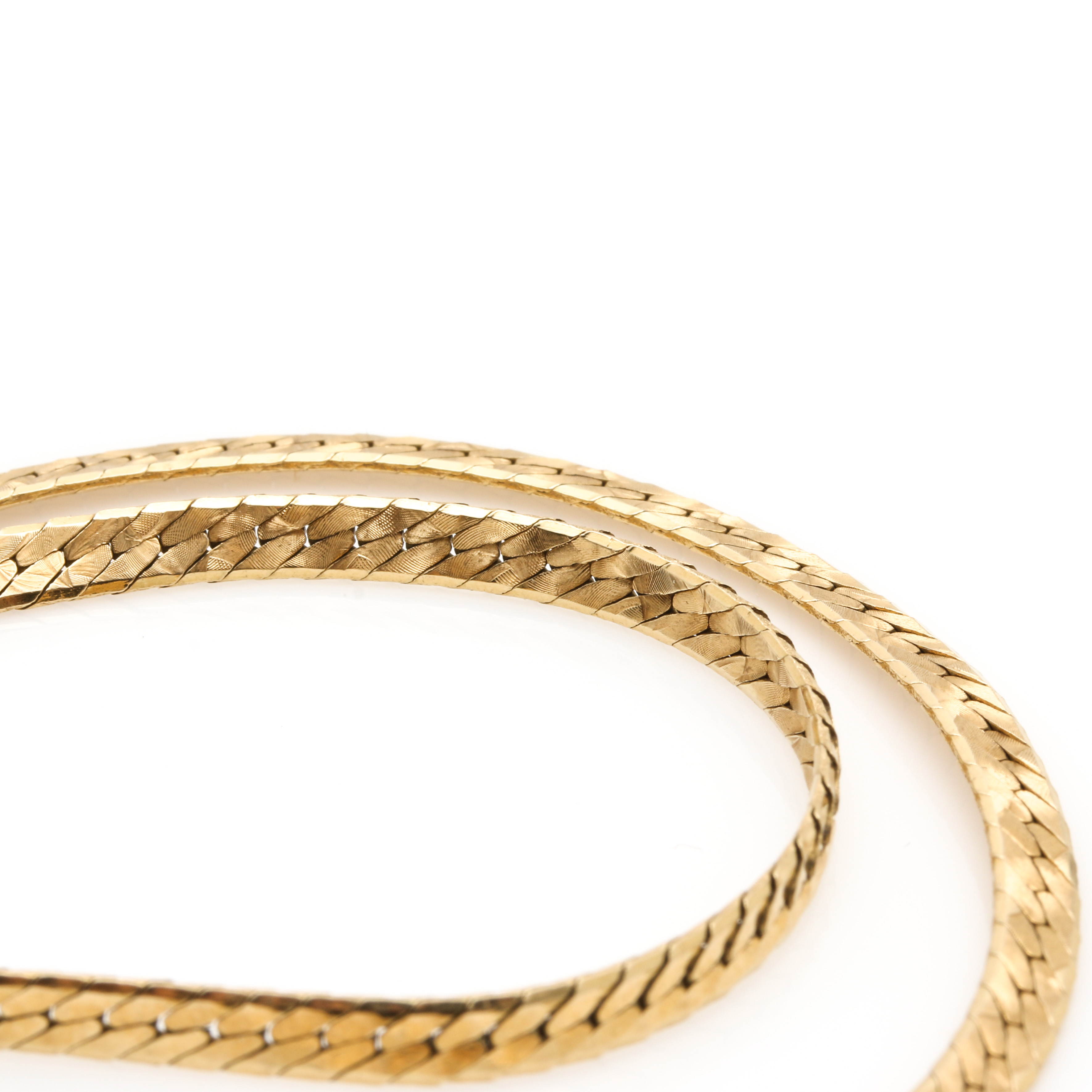 14K Yellow Gold Reversible Herringbone Chain Necklace