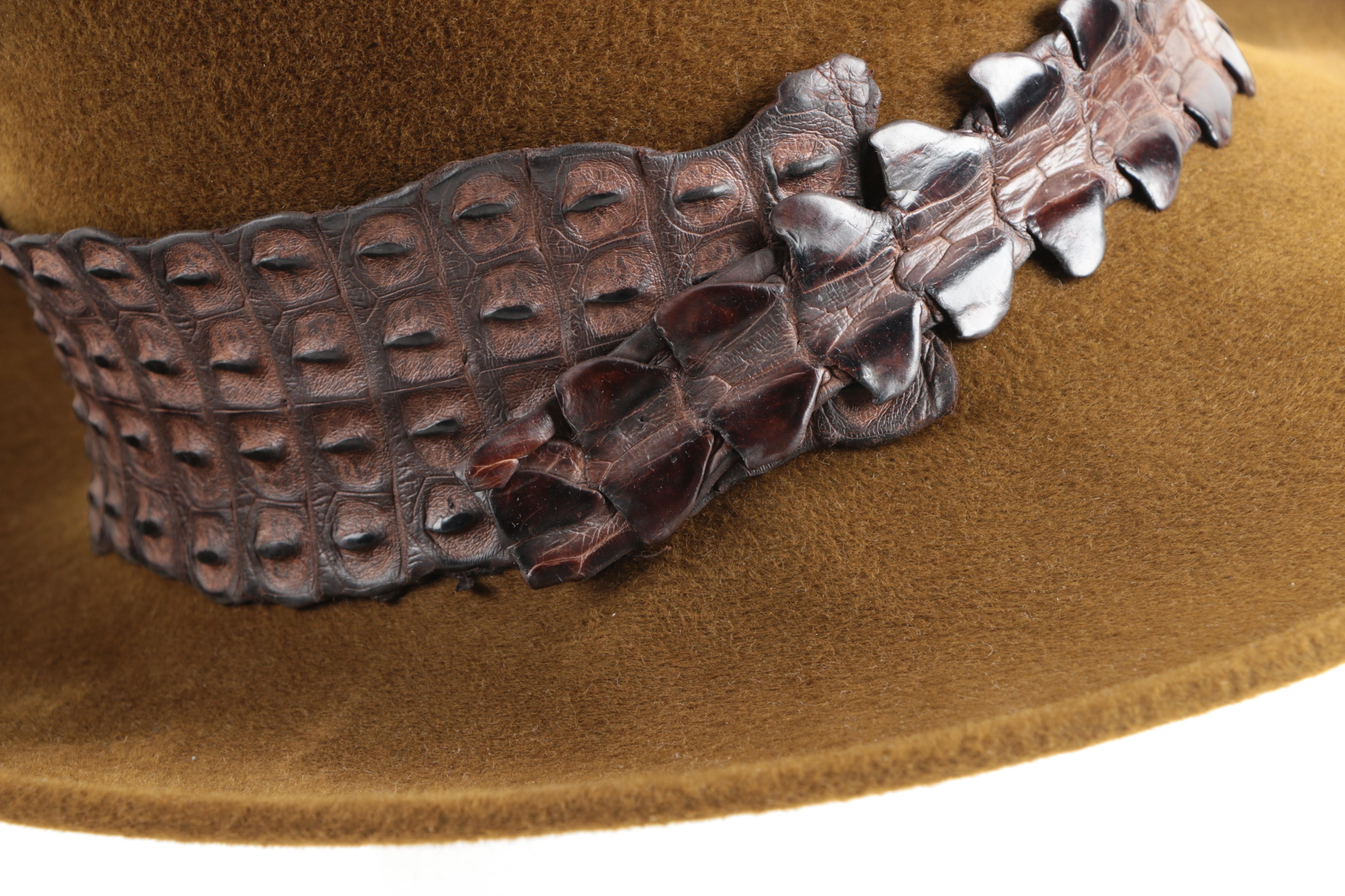 Philip Treacy Felted Fur Fedora with Hornback Crocodile Band