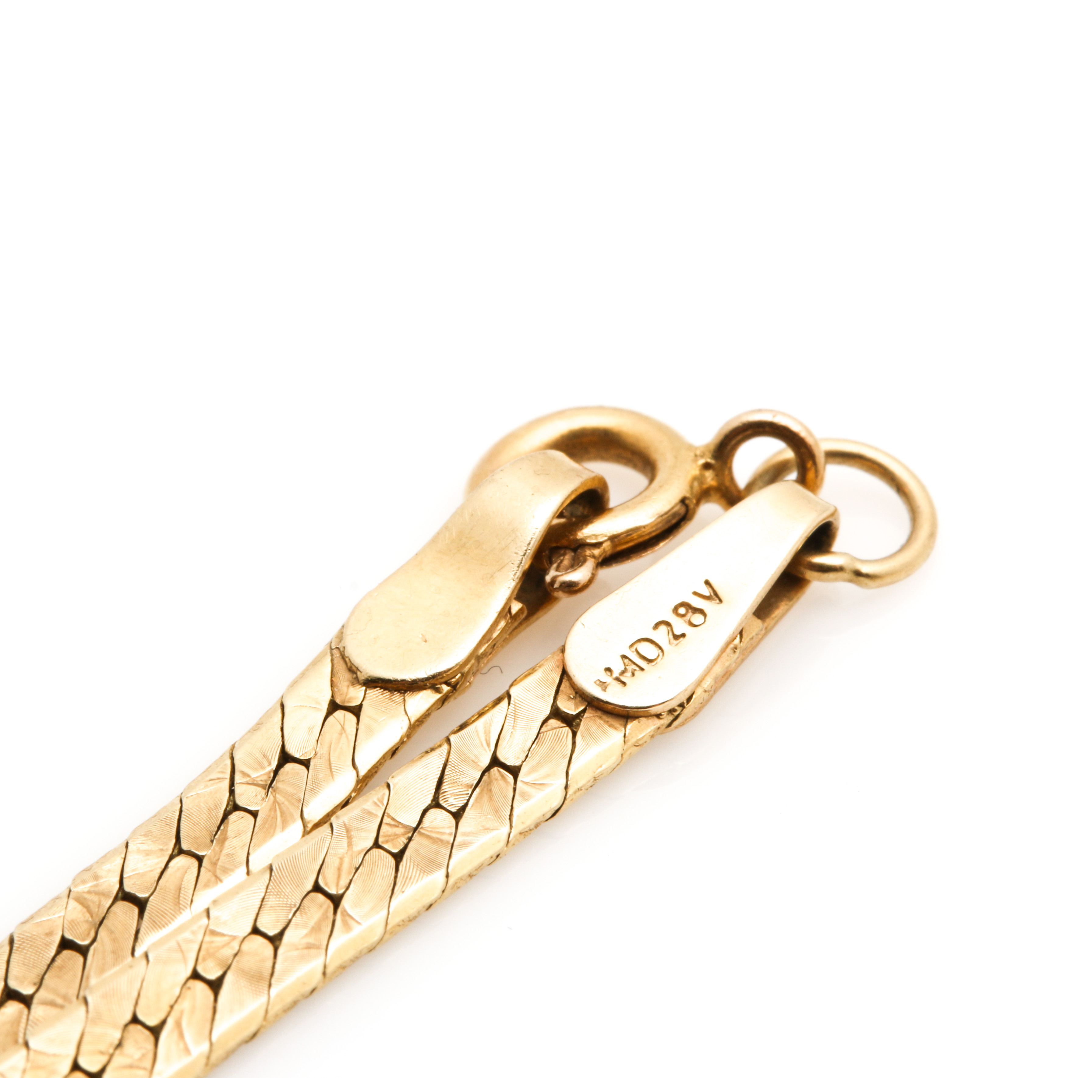 14K Yellow Gold Reversible Herringbone Chain Necklace