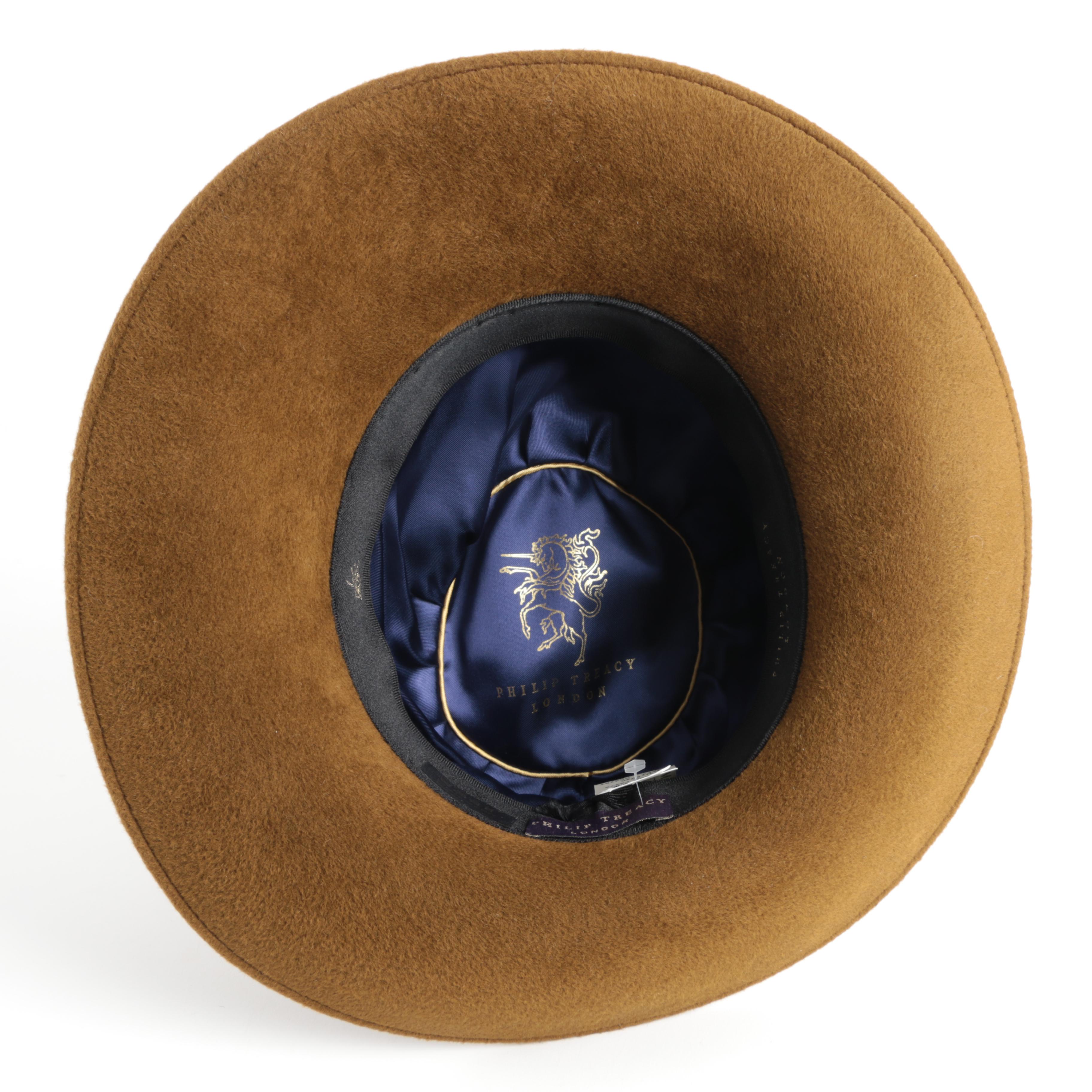 Philip Treacy Felted Fur Fedora with Hornback Crocodile Band