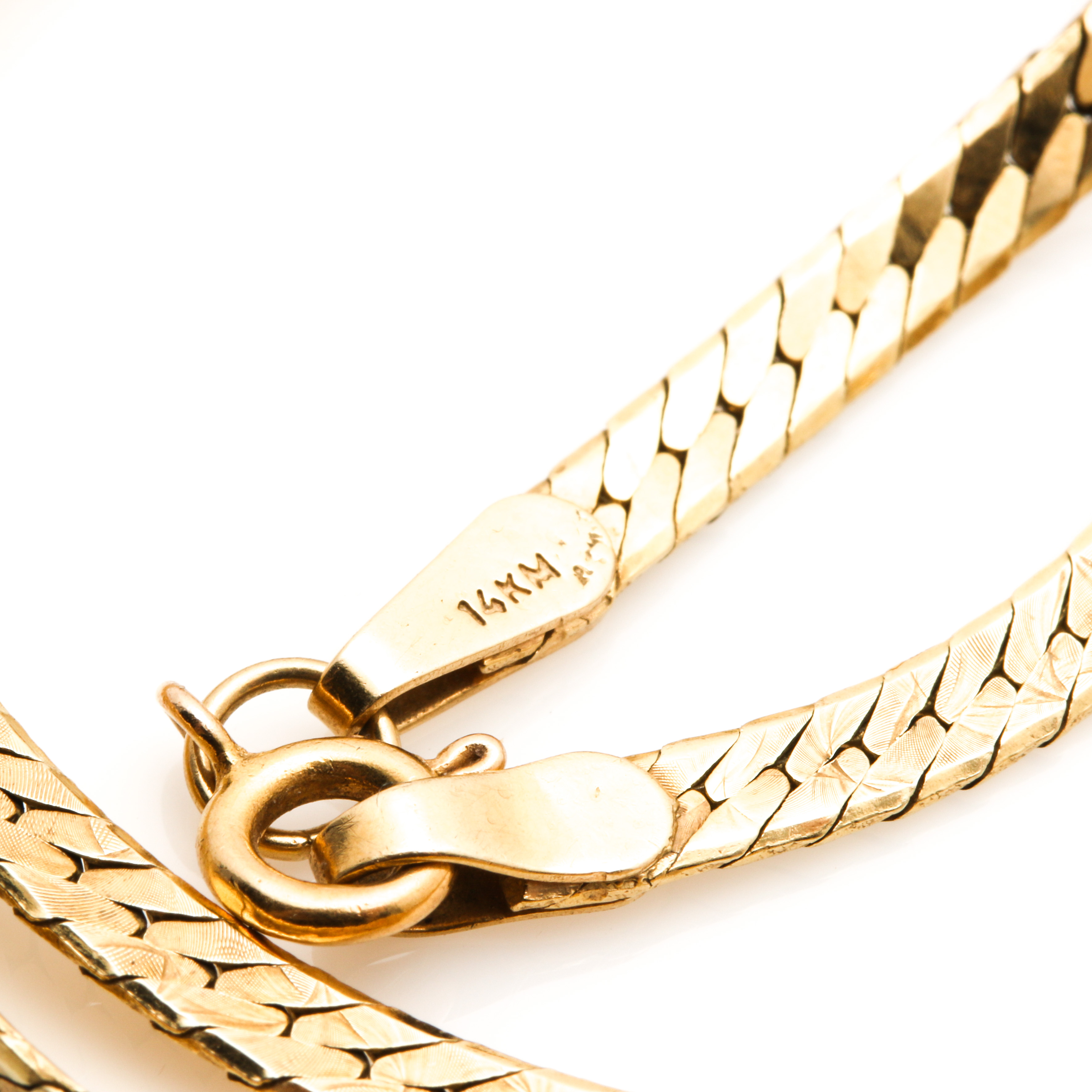 14K Yellow Gold Reversible Herringbone Chain Necklace