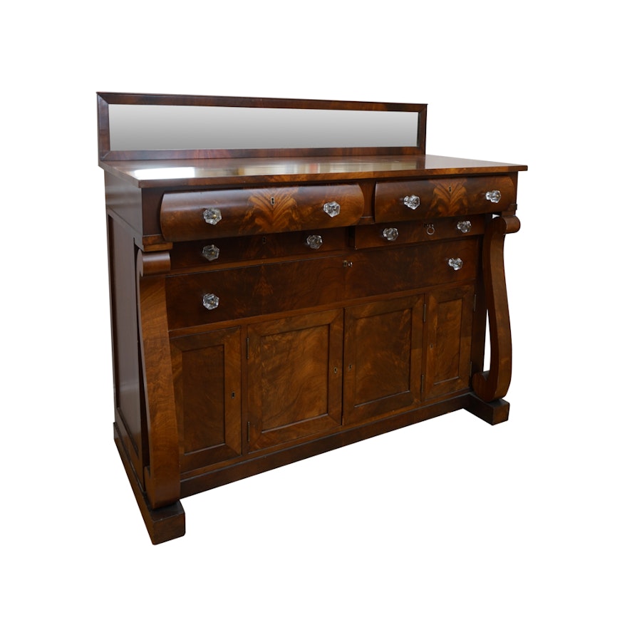 Antique American Empire Revival Mahogany Sideboard