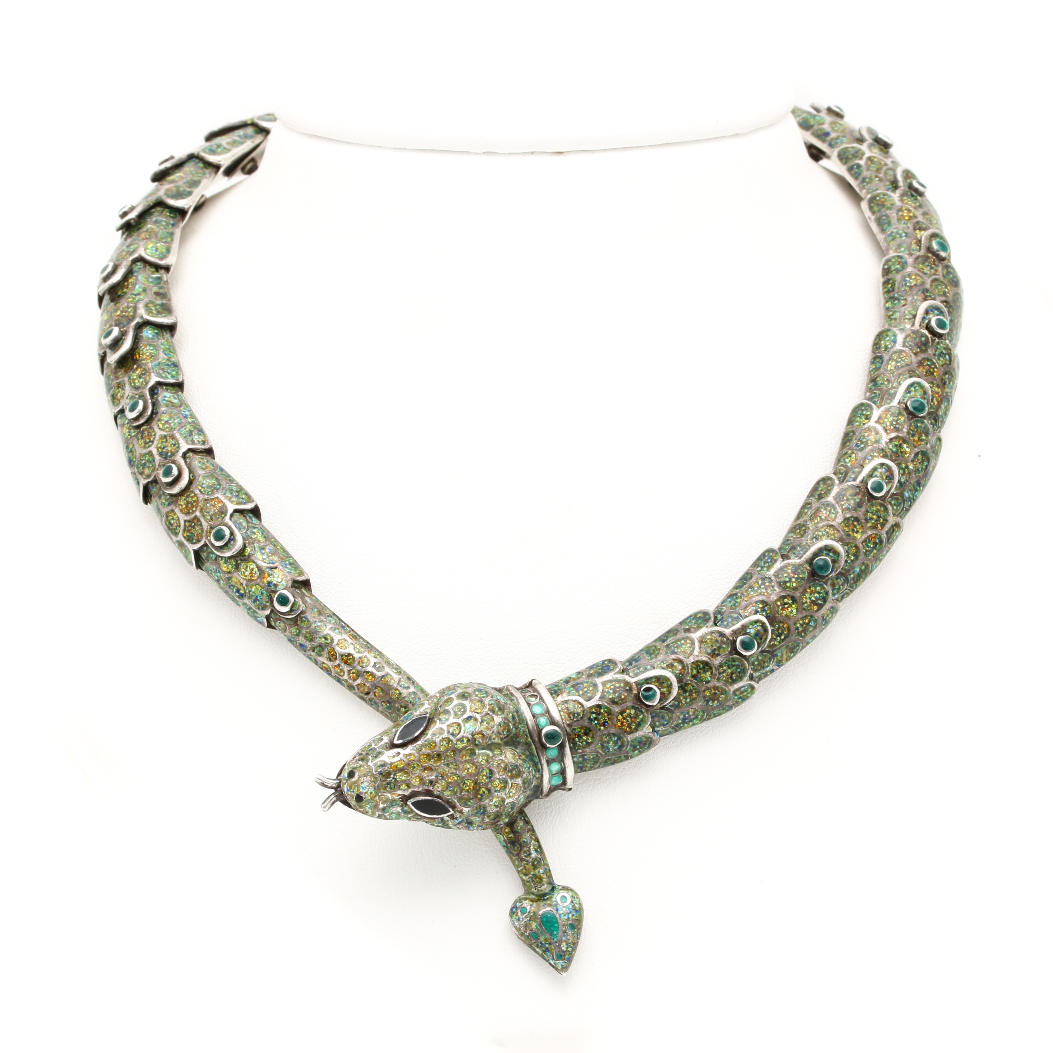 Vintage Margot de Taxco Enamel Snake Collar Necklace | EBTH