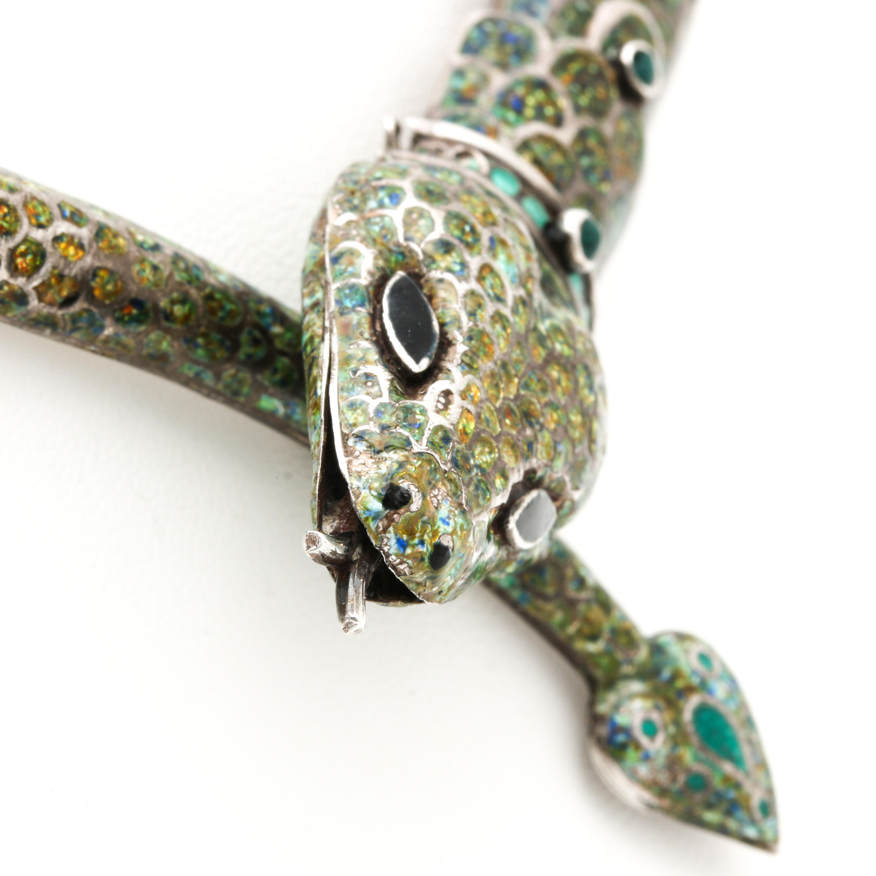 Vintage Margot de Taxco Enamel Snake Collar Necklace