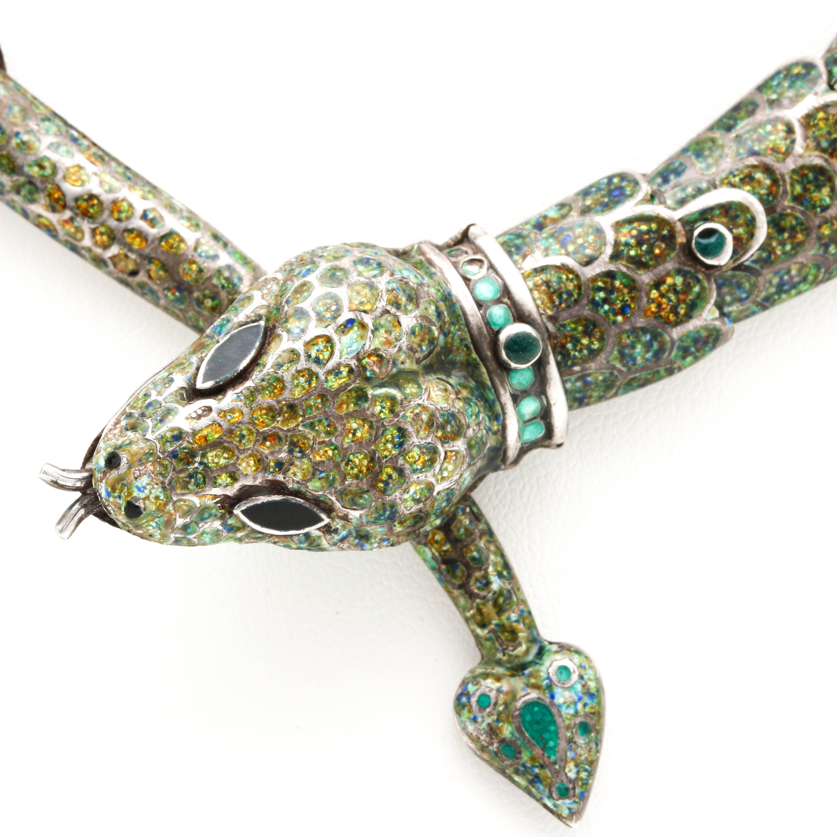 Vintage Margot de Taxco Enamel Snake Collar Necklace