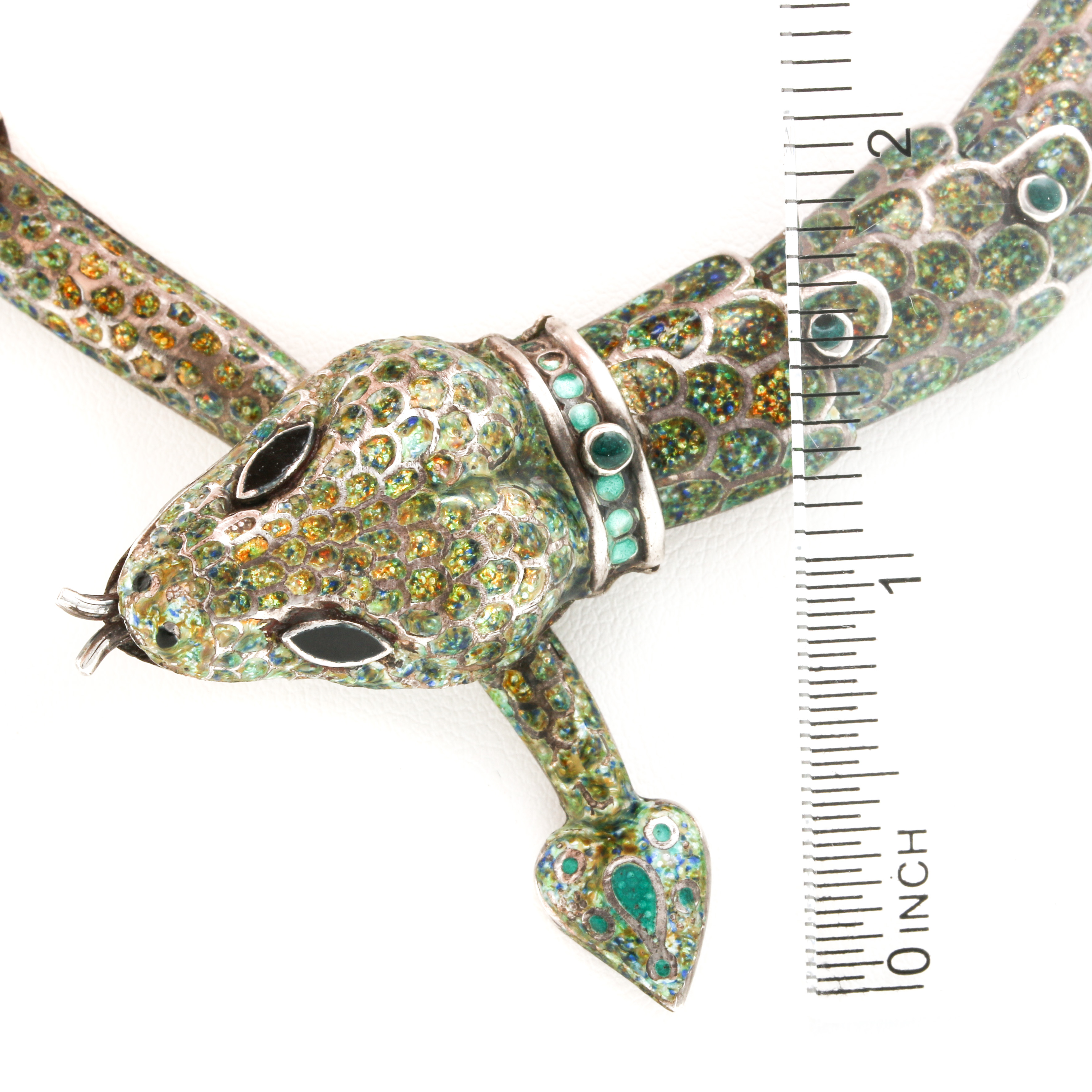Vintage Margot de Taxco Enamel Snake Collar Necklace
