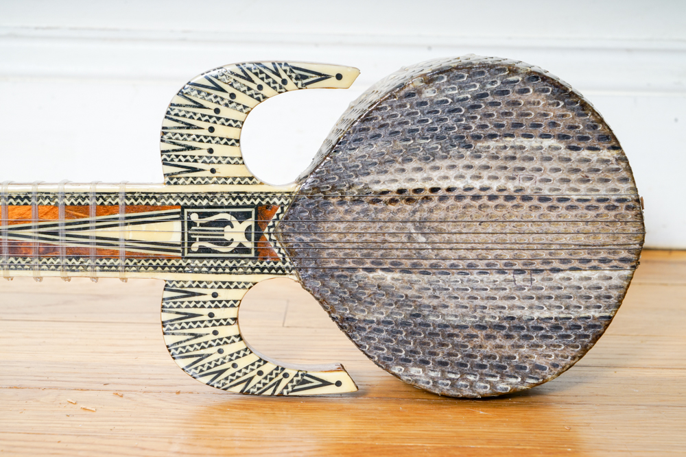 Ornate Western Chinese Rawap Instrument With Python Skin