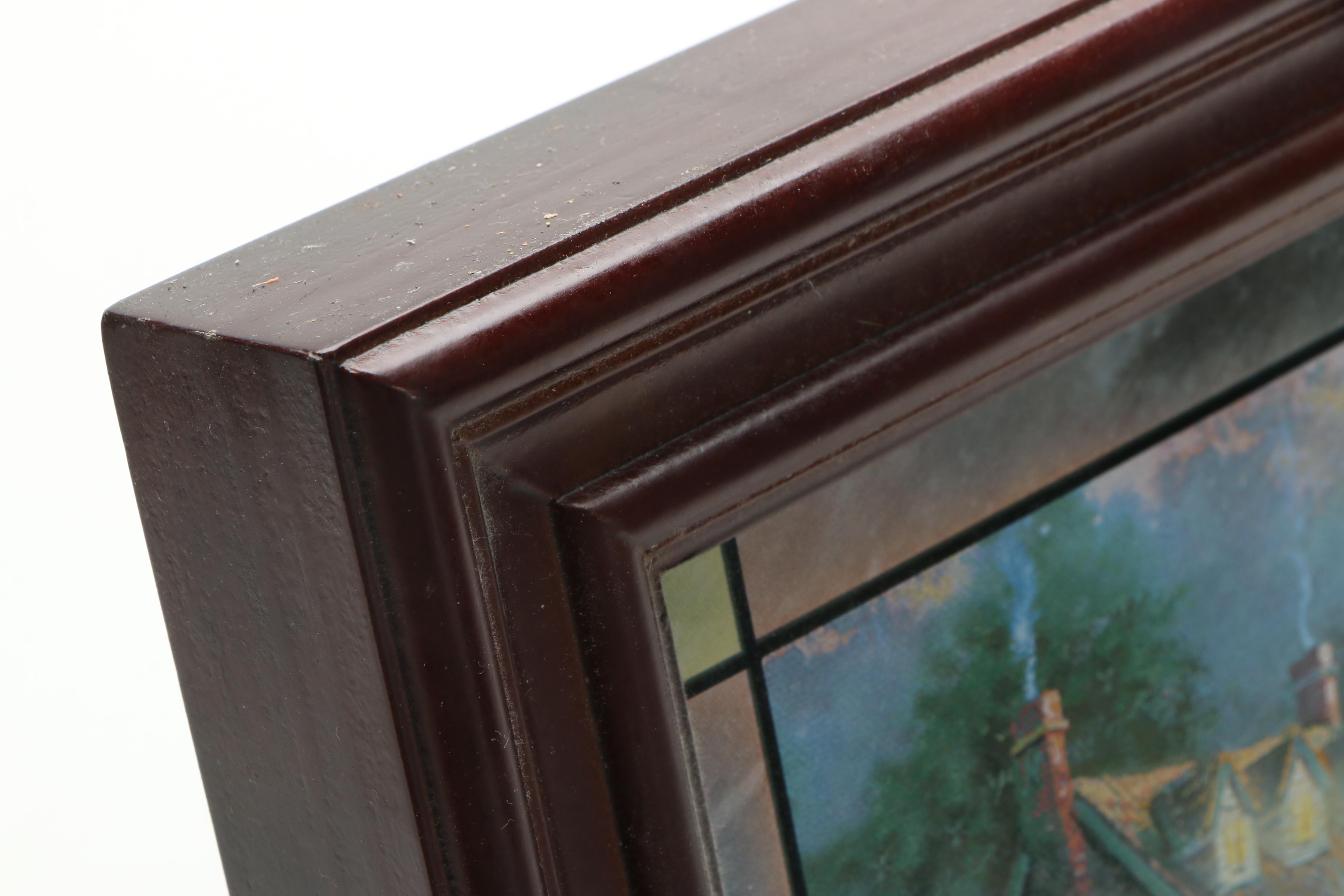 Illuminated "Lamplight Bridge" Reproduction Print after Thomas Kinkade