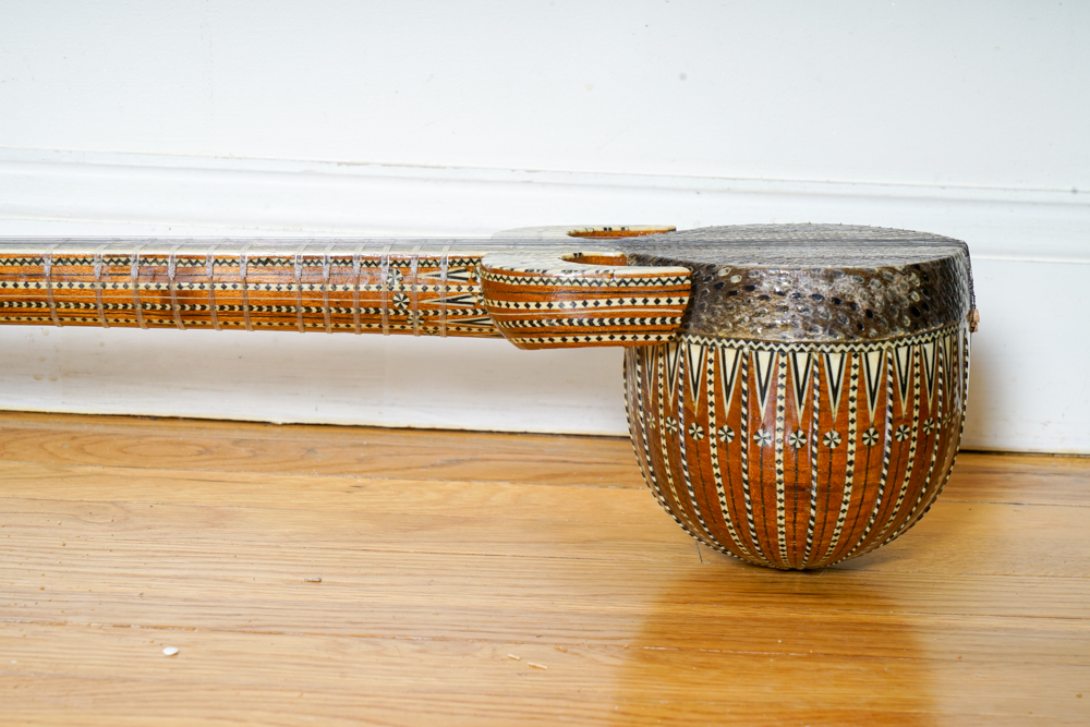 Ornate Western Chinese Rawap Instrument With Python Skin