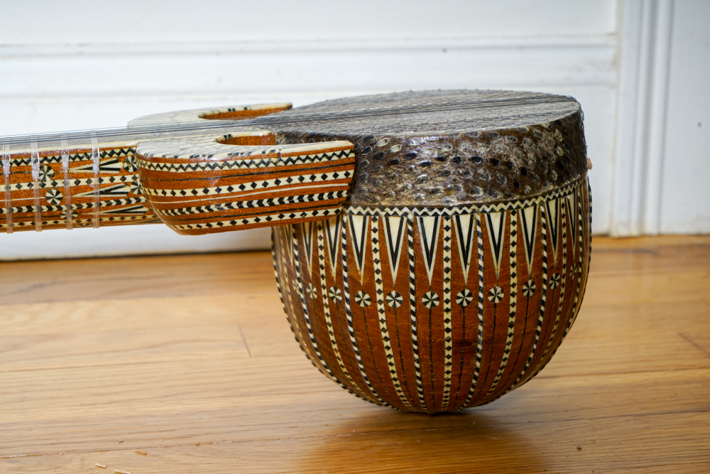 Ornate Western Chinese Rawap Instrument With Python Skin