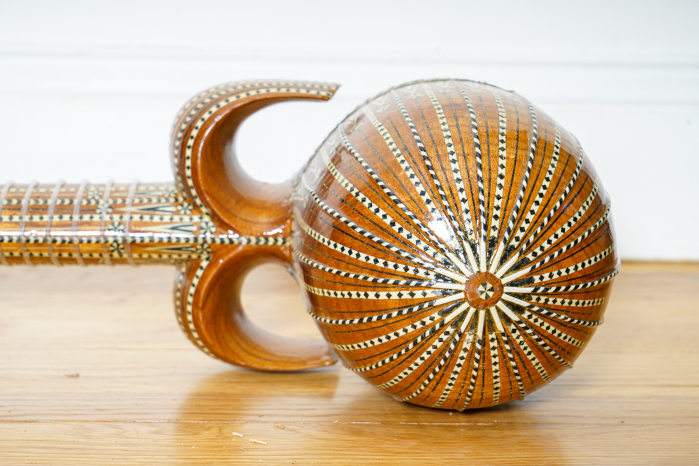 Ornate Western Chinese Rawap Instrument With Python Skin