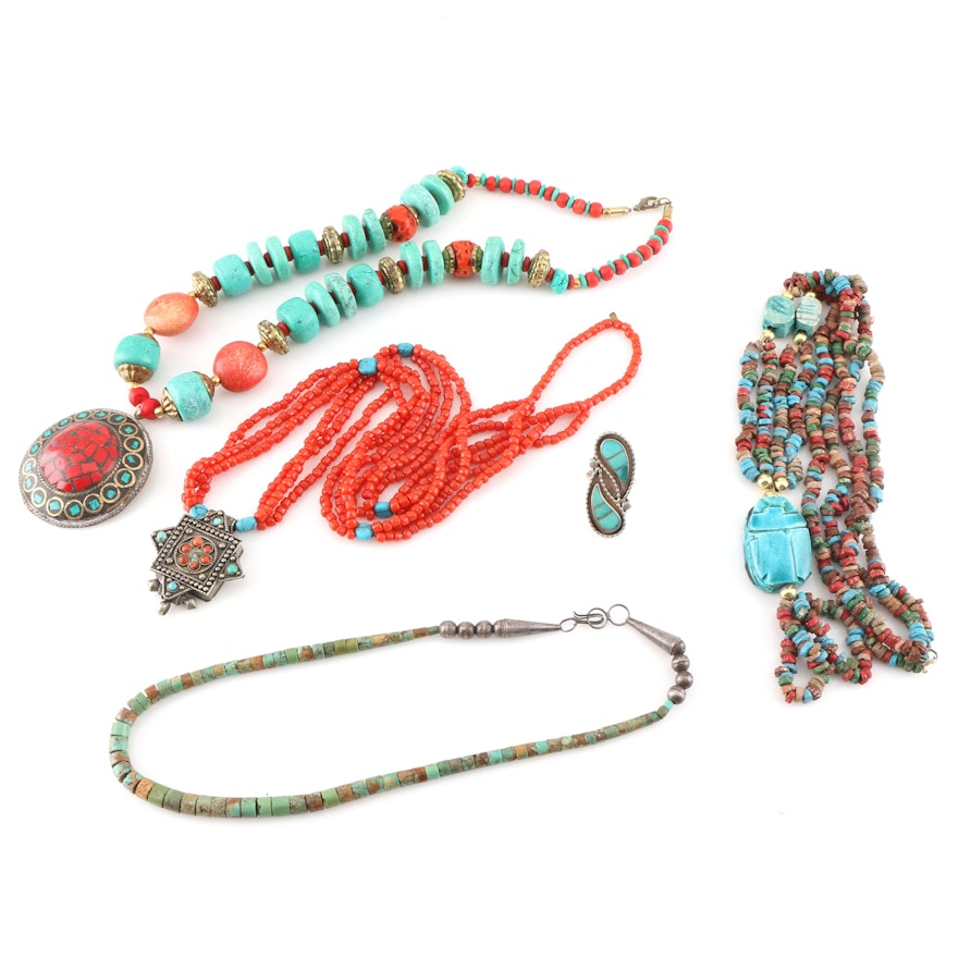 Beaded Jewelry Assortment Including Sterling Silver