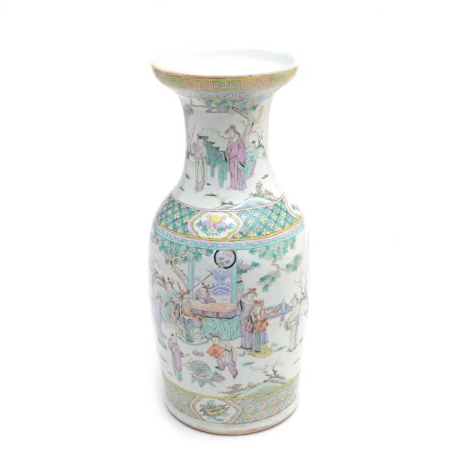 Chinese Hand-Decorated Rose Famille Vase
